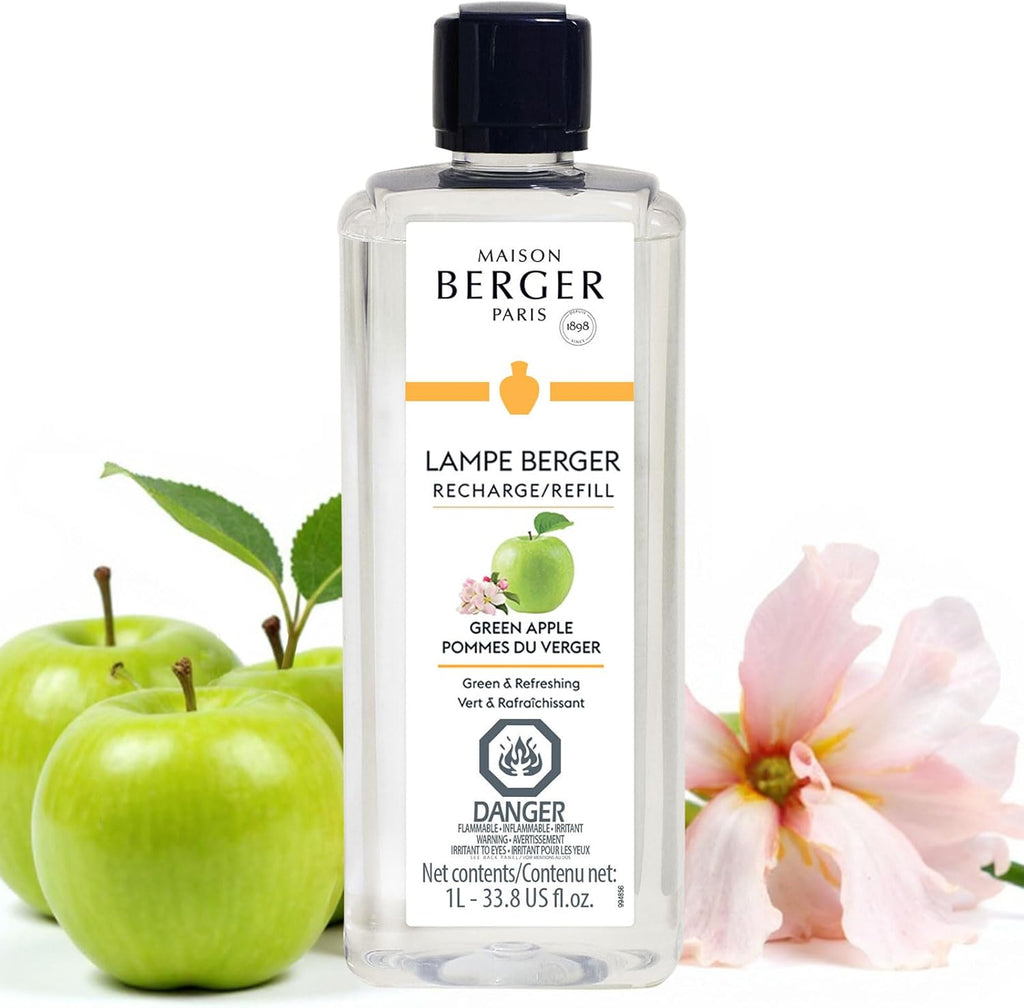 MAISON BERGER - Green Apple - Lampe Berger Fragrance Refill for Home Fragrance Oil Diffuser - Air Freshener - 33.8 Fluid Ounces - 1 Liter