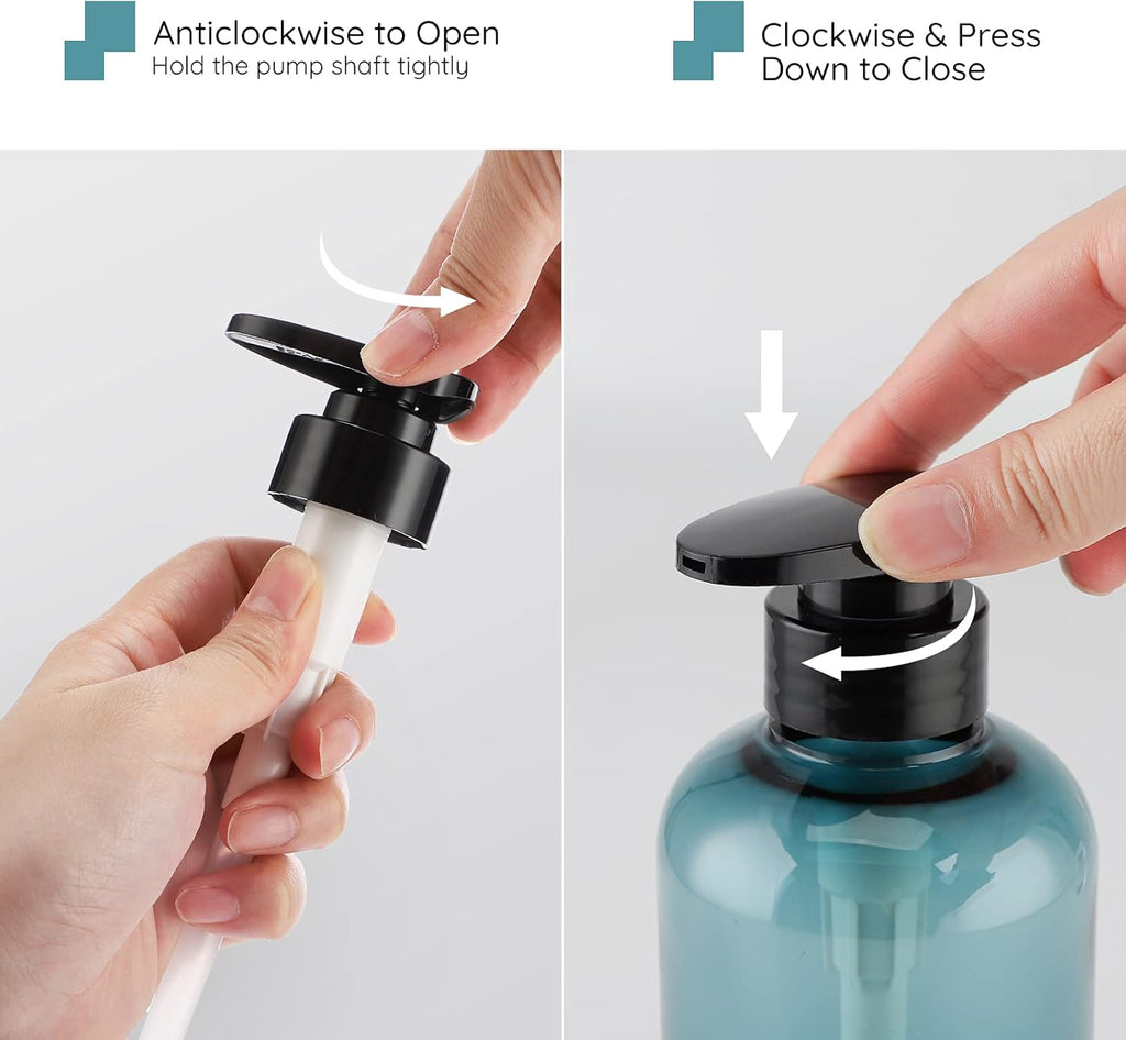 Segbeauty Shampoo Bottles with Pump, 16oz Empty Refillable Shower Bottle, 3 Pack 500ml Plastic Reusable Squeeze Lotion Dispenser for Shampoo and Conditioner Body Wash Liquid Soap Gel Bathroom Hotel