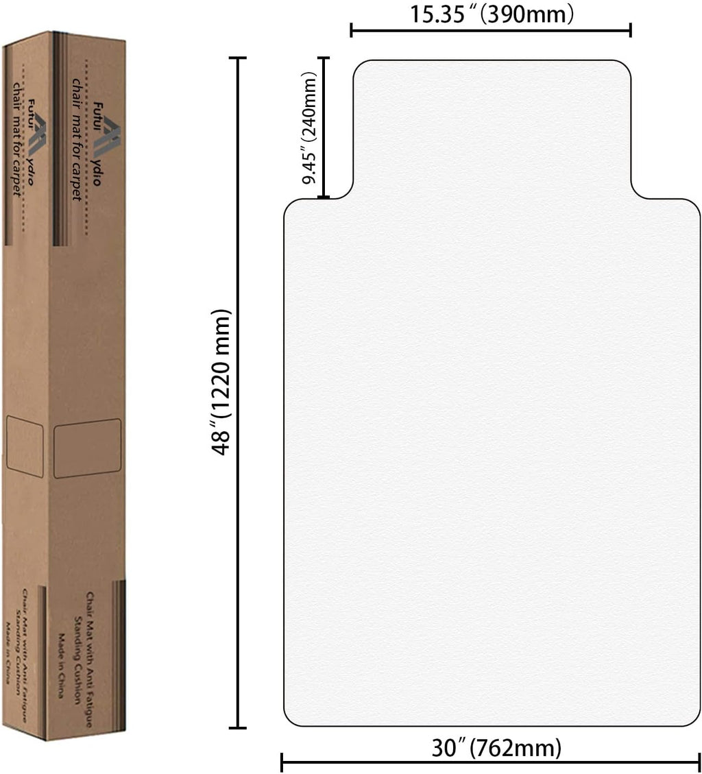 FuturHydro Chair Mat for Hardwood Floor, 30" x 48" Clear Anti-Slip Computer Desk Chair Floor Mat, Easy Glide, Transparent Mats for Office, Home and Gaming Floors (with Lip)