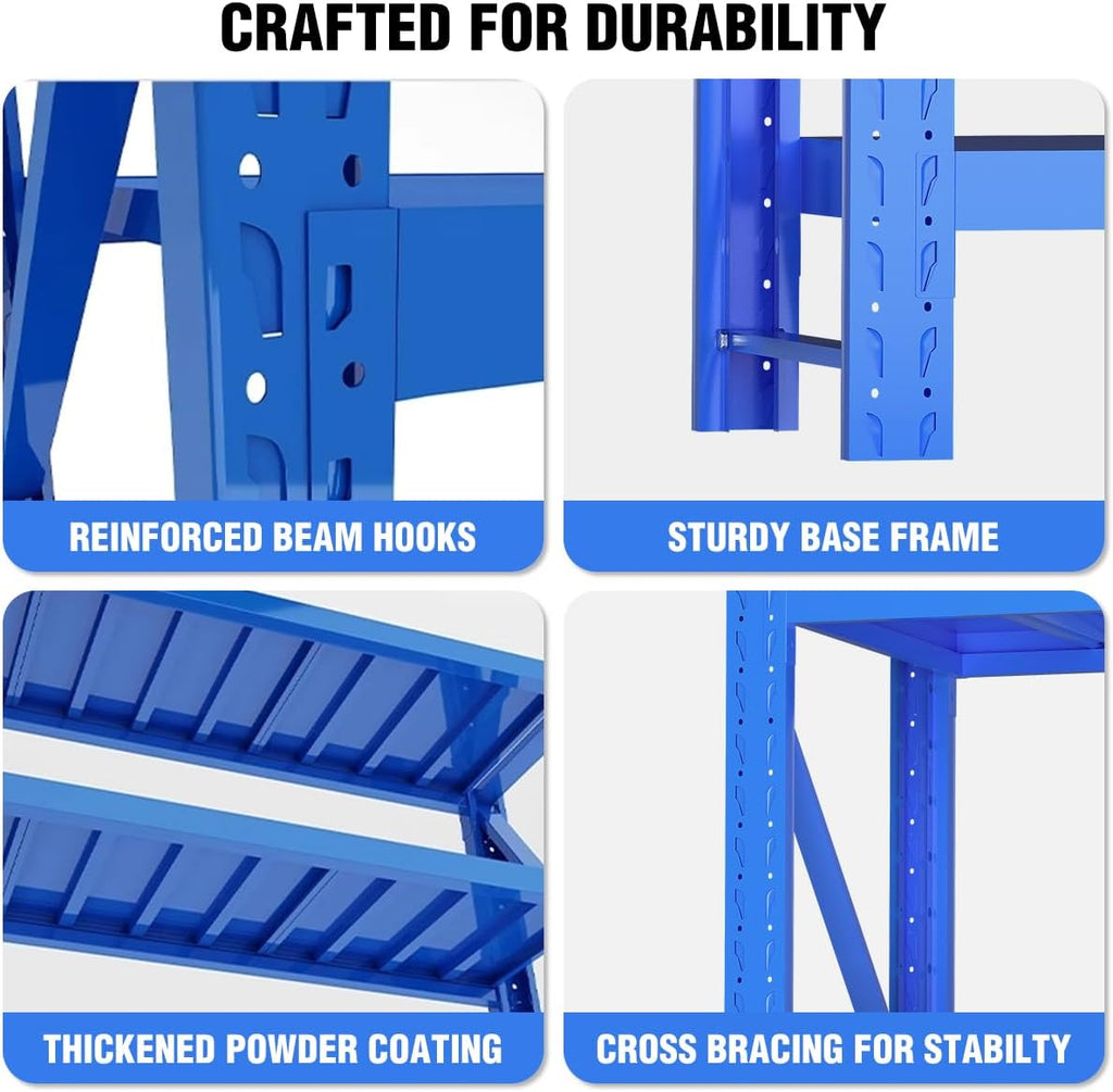 Storage Shelves Heavy Duty, Metal Garage Shelving Units, 4 Tier Storage Rack Shelf, Steel Industrial Shelving, Adjustable Standing Shelf for Basement/Warehouse (Blue, W47.24*D19.69*H78.74)