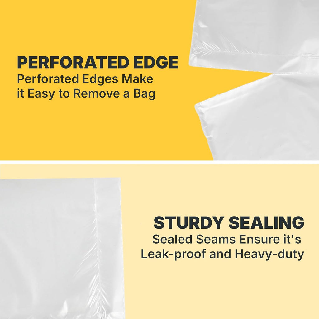 12-16 Gallon Trash Bags, 8 Micron High Density Garbage Can Liners Bulk, 24" x 33", Natural Clear, 1000 Count