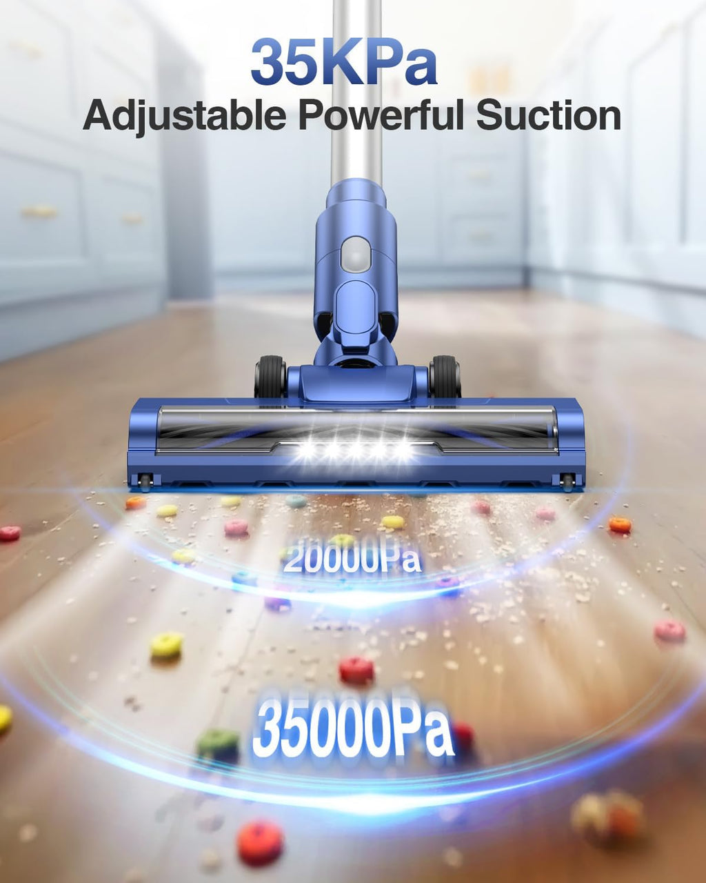 Natrogix Cordless Vacuum Cleaner, 35Kpa Vacuum Cleaners for Home, Lightweight Household Stick Vacuum Cleaner, LED Display, Rechargeable, Handheld Vacuum for Pet Hair Carpet Hardwood Floor, AS2208