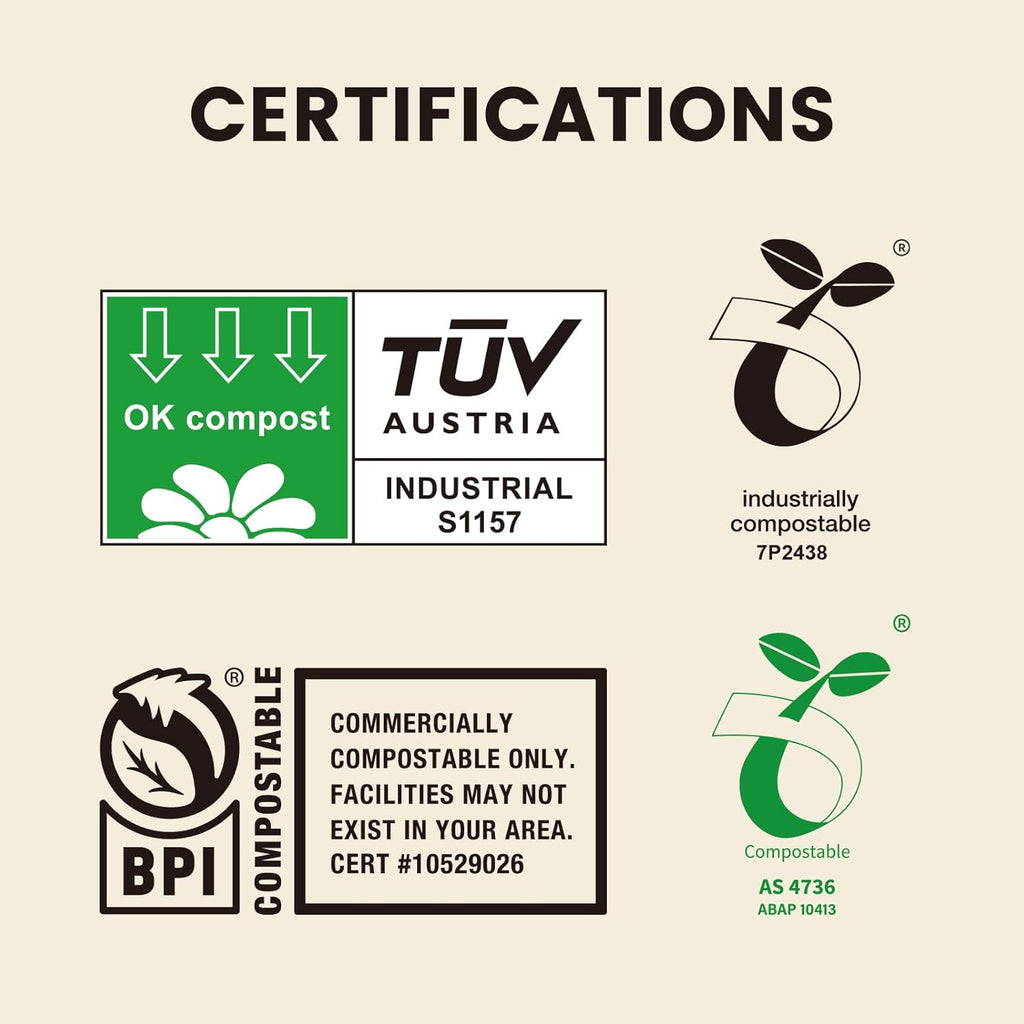 SUPERBIO 2.6 Gallon Flat Top Compostable Food Waste Bags, 100 Count, 2 Pack,9.84L, Food Scrap Bags, BPI Certified and OK compost INDUSTRIAL