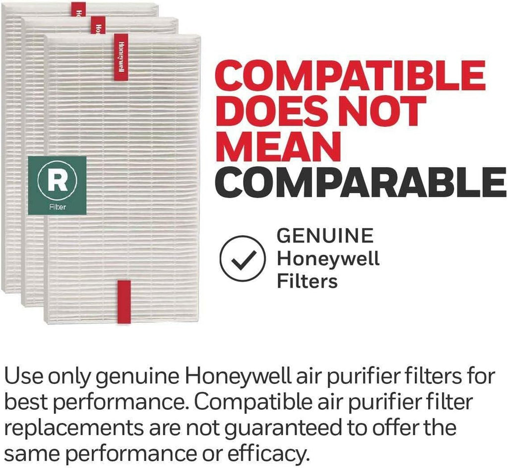 Honeywell HEPA Air Purifier Filter R, 3-Pack for HPA 100/200/300, 3000 and 5000 Series - Airborne Allergen Air Filter Replacement Targets Wildfire/Smoke, Pollen, Pet Dander, and Dust