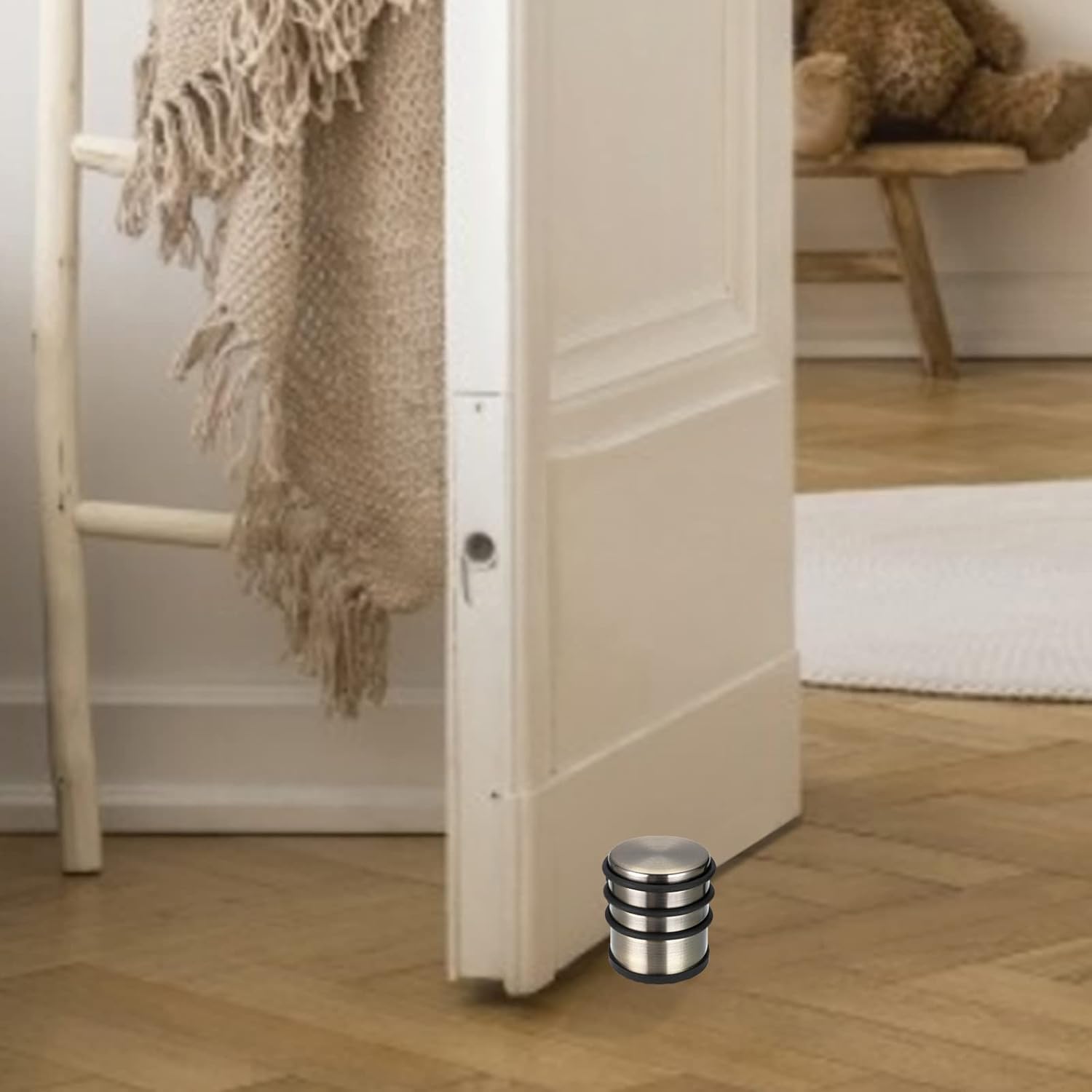 Sumnacon Heavy Duty Floor Door Stopper No Drill - Durability Stainless Steel Door Stop with Anti-Skid Rubber - Decorative Safety Doorstop for Home Office Commercial Industrial Decor, Bronze