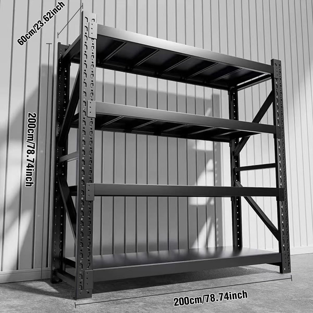 5000lbs Load Capacity,Heavy Duty 4-Tier Steel Shelving Unit, Adjustable Industrial Storage Rack for Garage Warehouse (Black, W78.74*D23.62*H78.74)