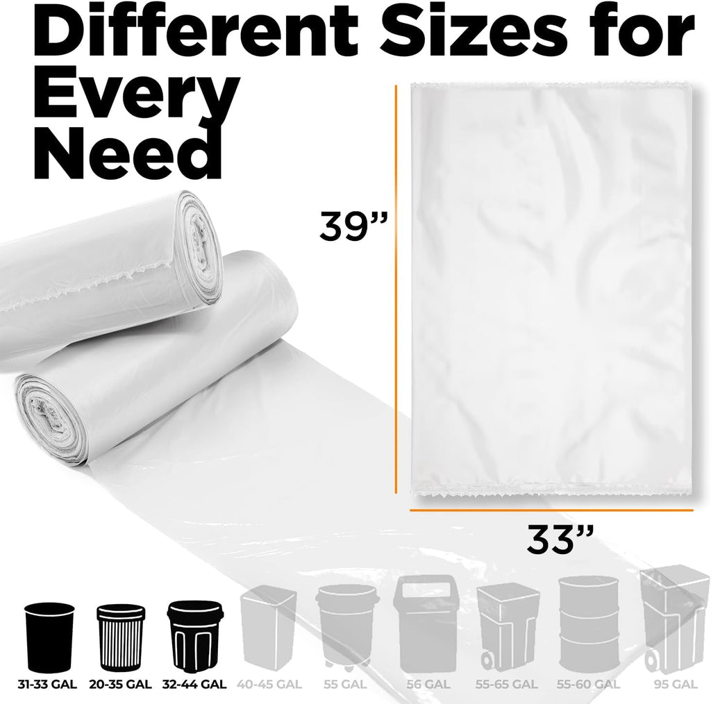 ToughBag 30-33 Gallon Clear Trash Bags (100 Count) Recycling Bag, Garbage Can Liners – Clear Trash Bags 30+ Gallon - Made In USA