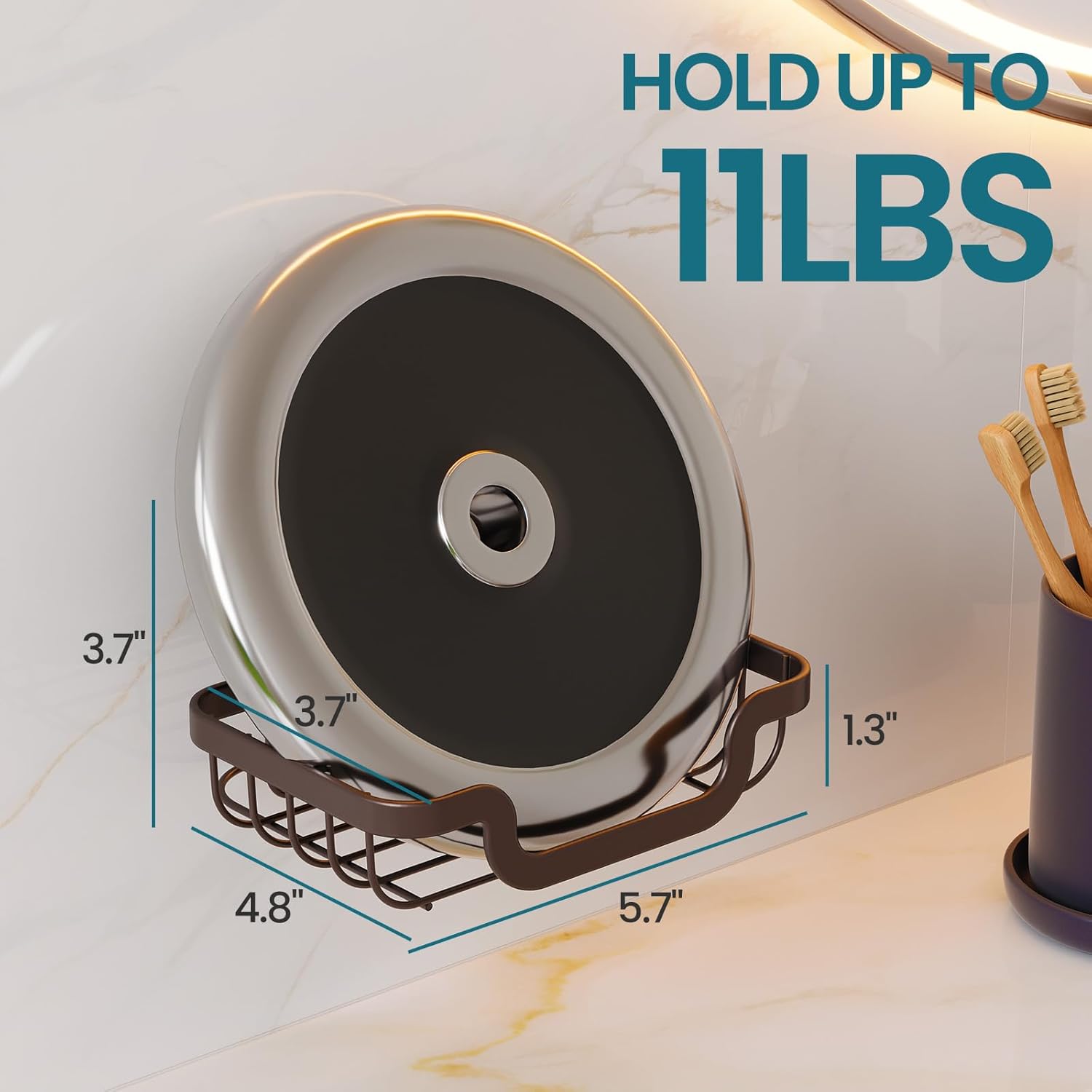 TAILI Soap Holder Bar Dish Suction Cup, Bar Shampoo Rack for Shower Wall, Draining Soap Saver Tray for Bathroom, Rustproof Stainless Steel Sponge Holder for Tub, Kitchen, Drill-Free, Brown