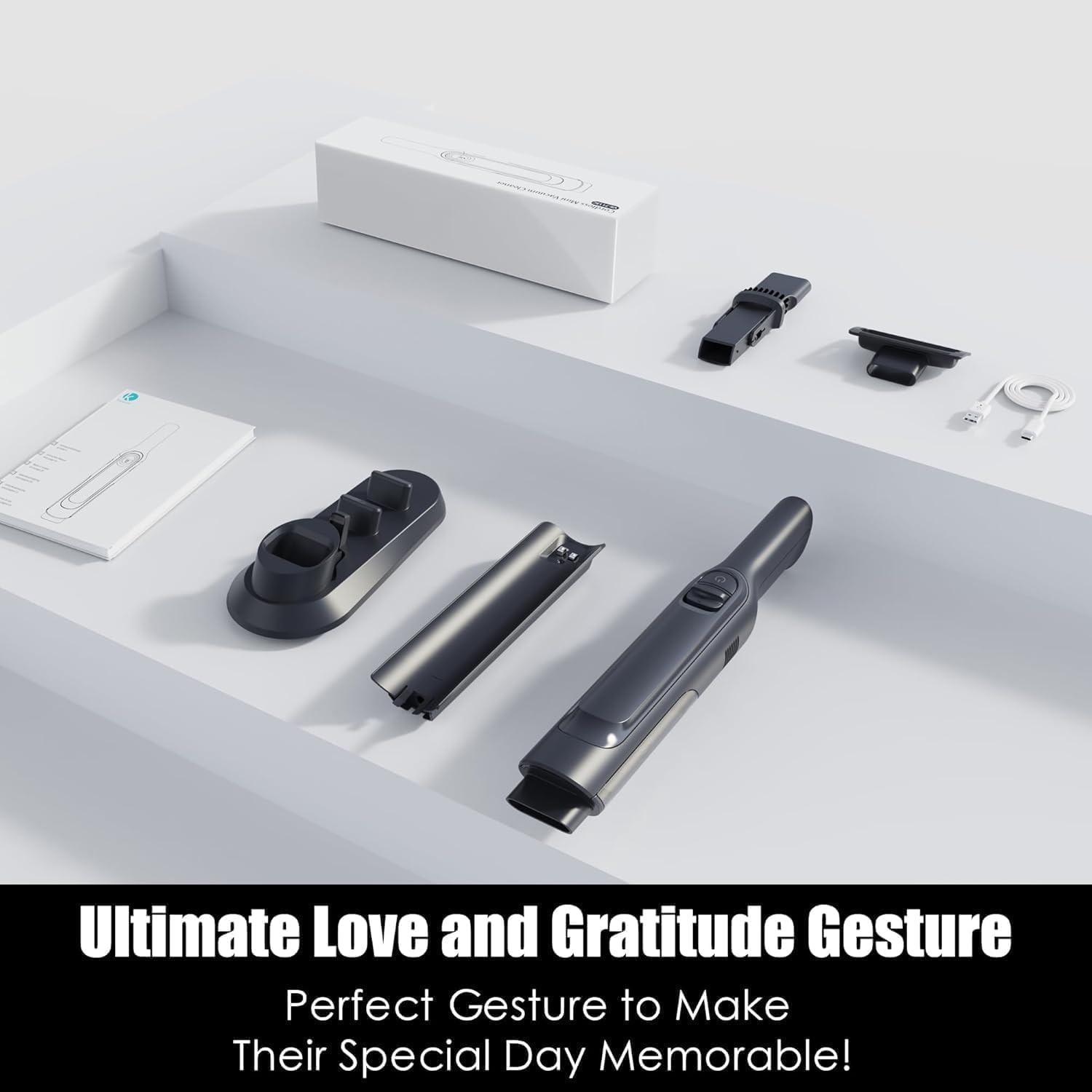 Handheld Vacuum Cordless, Super Lightweight 1.4lb with Powerful Suction, Charging Dock, Single Touch Empty and Detachable Dust Cup, Portable Mini Car Vac for Home Pet Car (Steel Gray)