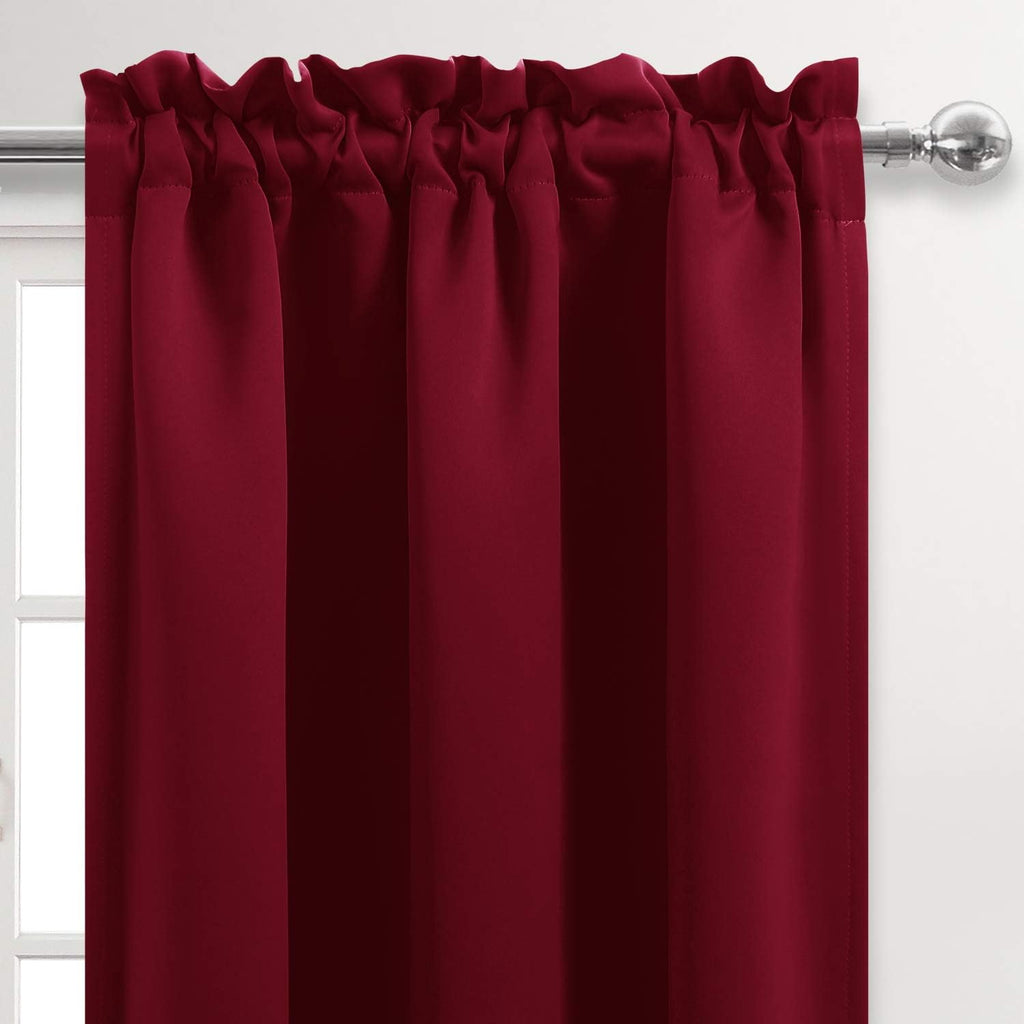 DWCN Burgundy Room Darkening Blackout Curtains - Thermal Insulated Privacy Energy Saving Window Curtain Drapes 42 x 72 inch Length, Set of 2 Bedroom Living Room Curtains