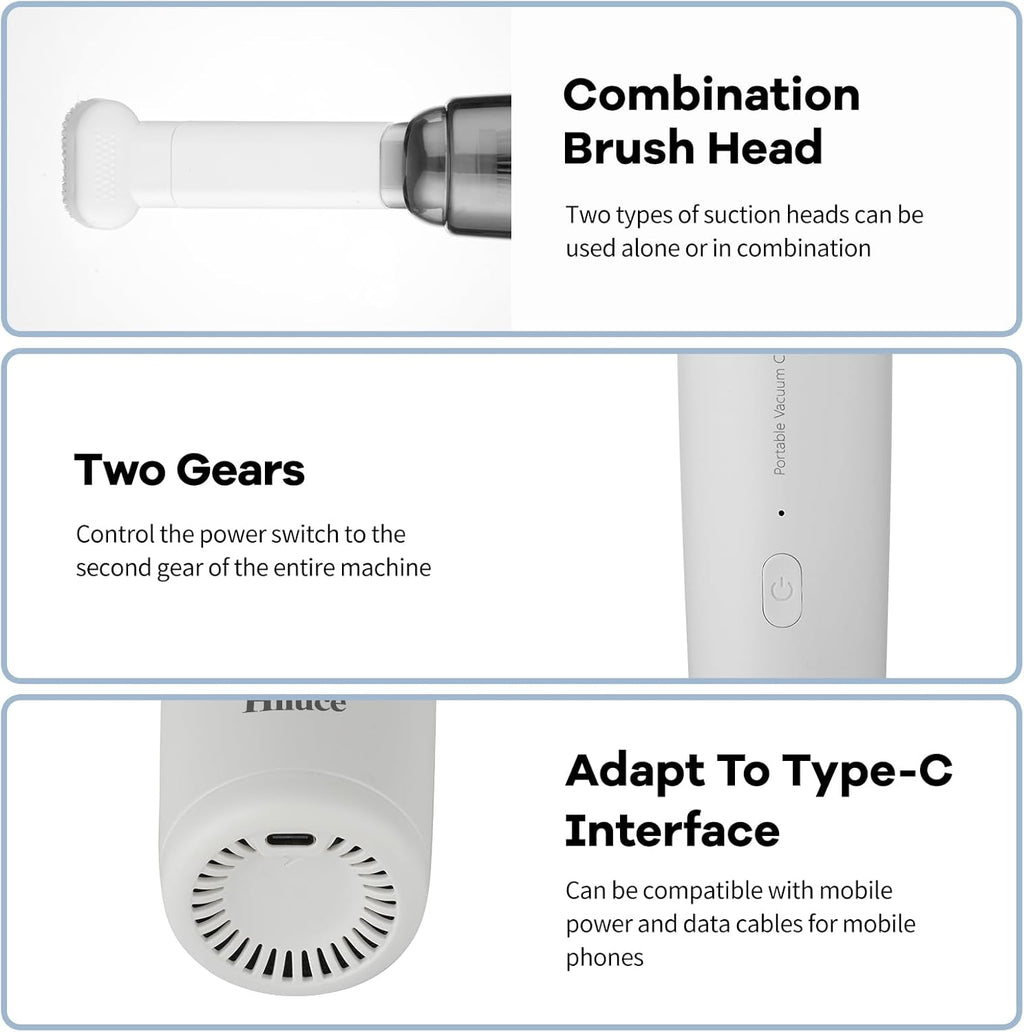 Mini Vacuum Cleaner Cordless,Car Vacuum Cleaner Portable with HEPA Filter, High Power Rechargeable 2 Suction Modes, Lightweight Vacuum for Keyboard,Car, Home, Office, Pet