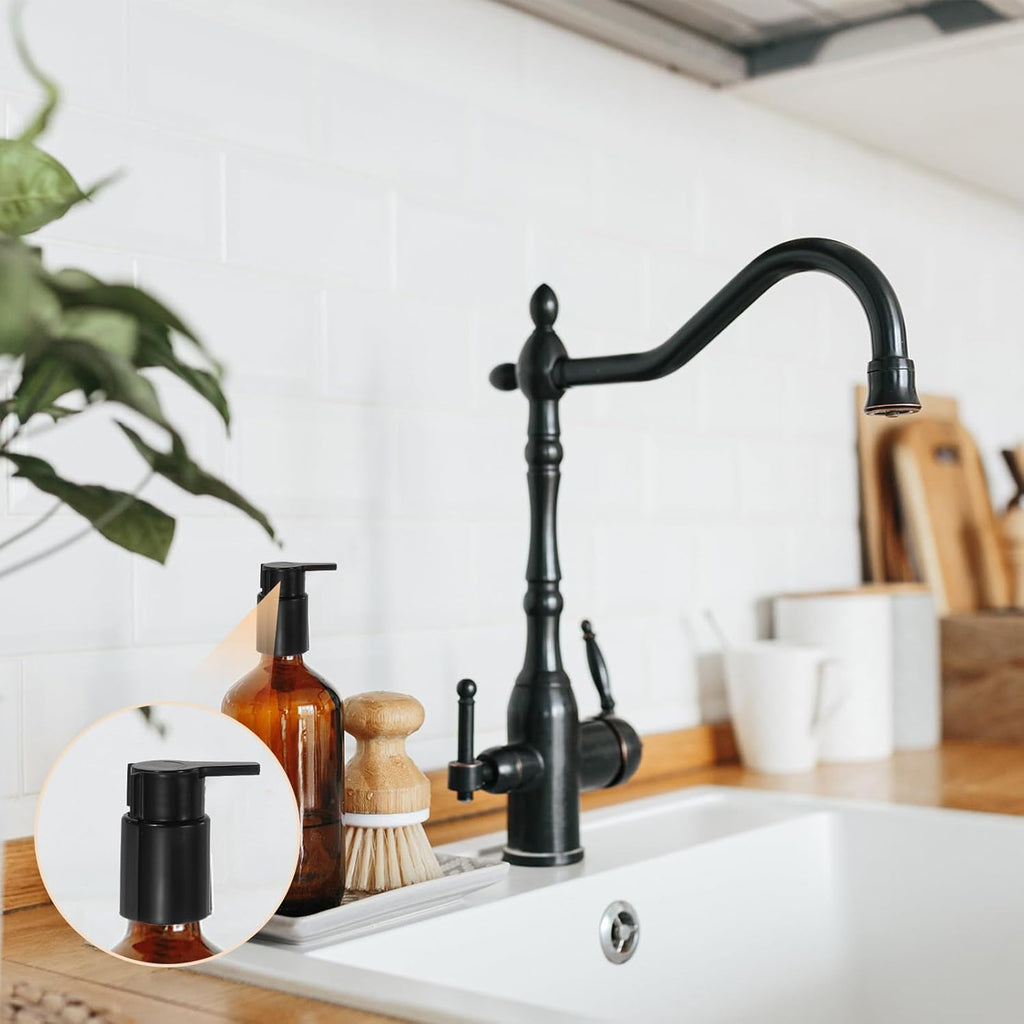 uxcell 2 Pcs Soap Dispenser Pump Heads, Hand Soap Dispensers Top Pumps Replacement Clip-on Pumphead for Standard 24/410 Neck Size Bathroom Lotion Shampoo Bottle, Gold White