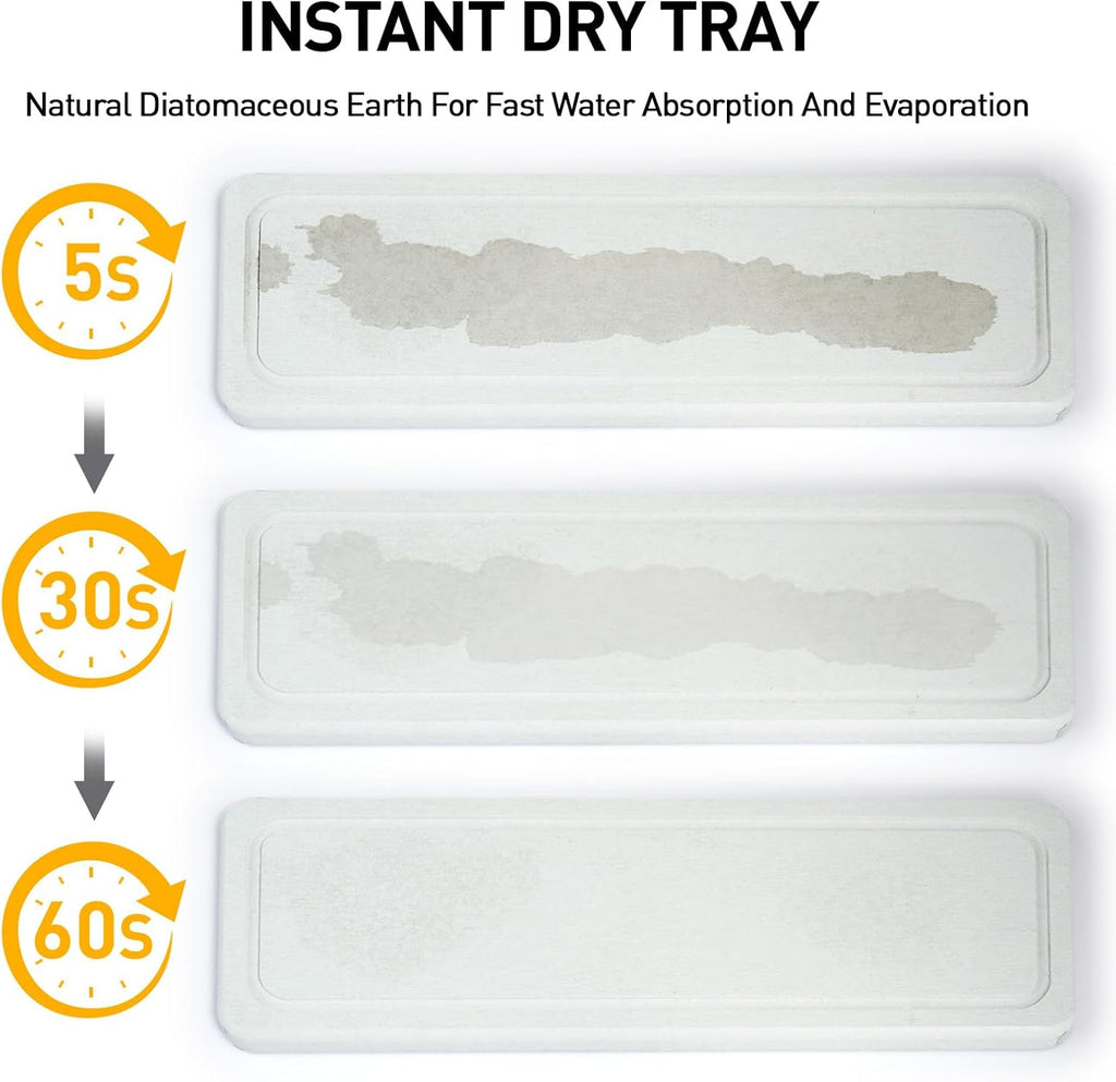 Moforoco Kitchen Dish Soap Dispenser Set, 16OZ Glass Bottle, Hand and Dish Soap Dispenser Set, Instant Dry Tray, Non-Slip Silicone Pad, Brush Holder with Smiley Face Sponge Holder, Kitchen Decor