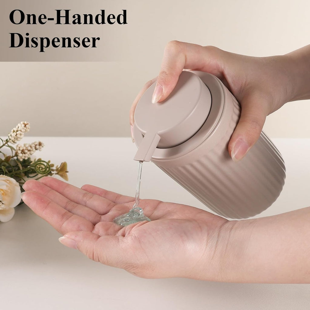 BosilunLife Dish Hand Soap Dispenser - Khaki Liquid Pump Soap Dispenser for Bathroom Decro 12oz Ceramic Kitchen Dish Dispenser with Rust-Proof Liquid Pump Modern Refillable Lotion Bottles