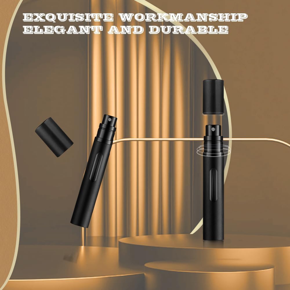 10ml Perfume Atomizer Travel Refillable, 3PCS Perfume Travel Refillable Bottle,Bottom-Filling Fragrances Perfumes Bottle,Mini Cologne Dispenser,Portable Sprayer（Black-Grey-Silver）