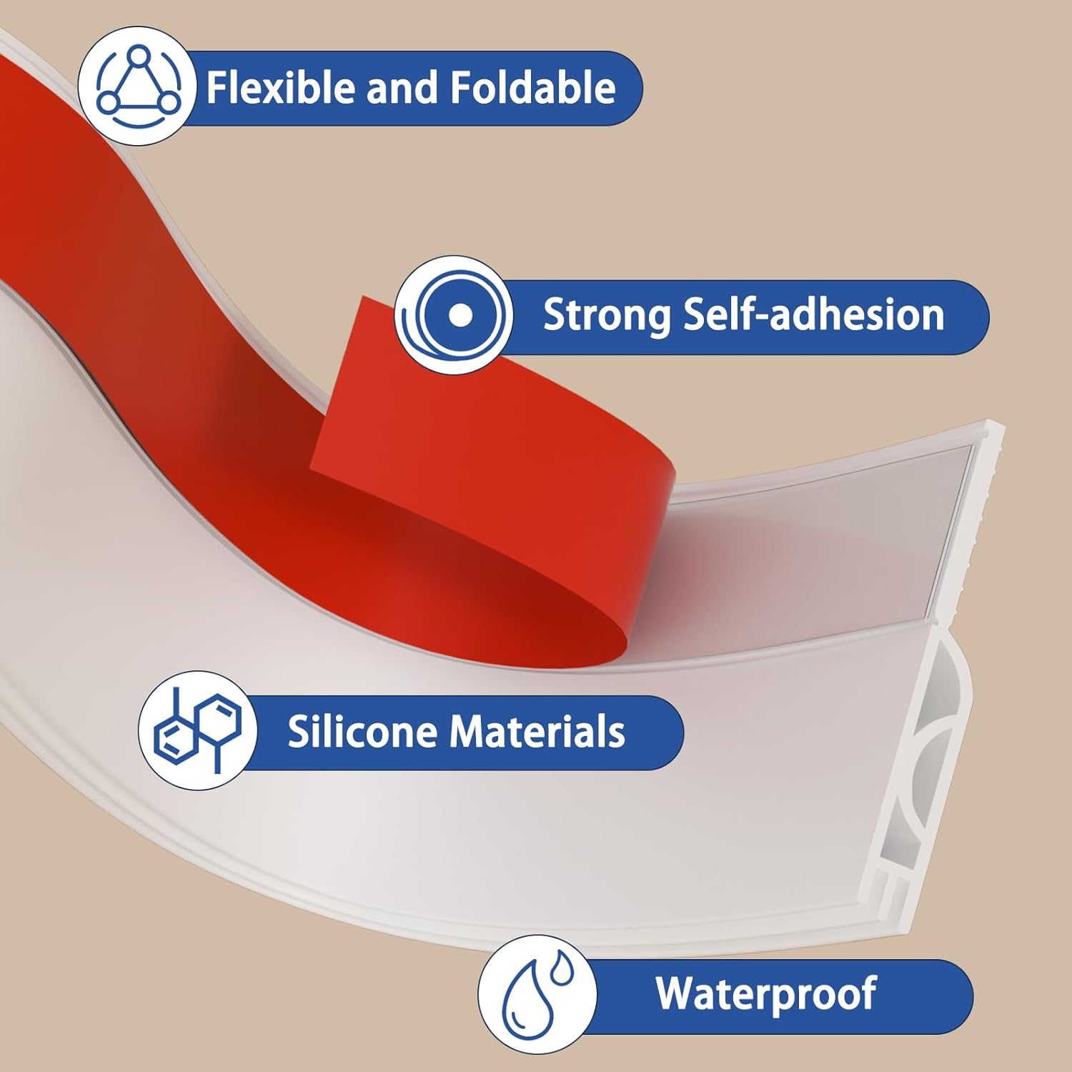 Under Door Draft Stopper, Self-Adhesive Door Sweep for Bottom of Door, Weather Stripping Doors Seal Soundproofing Insulation Strip, Doors Bottom Gap Blocker for Exterior/Interior (1M, White)