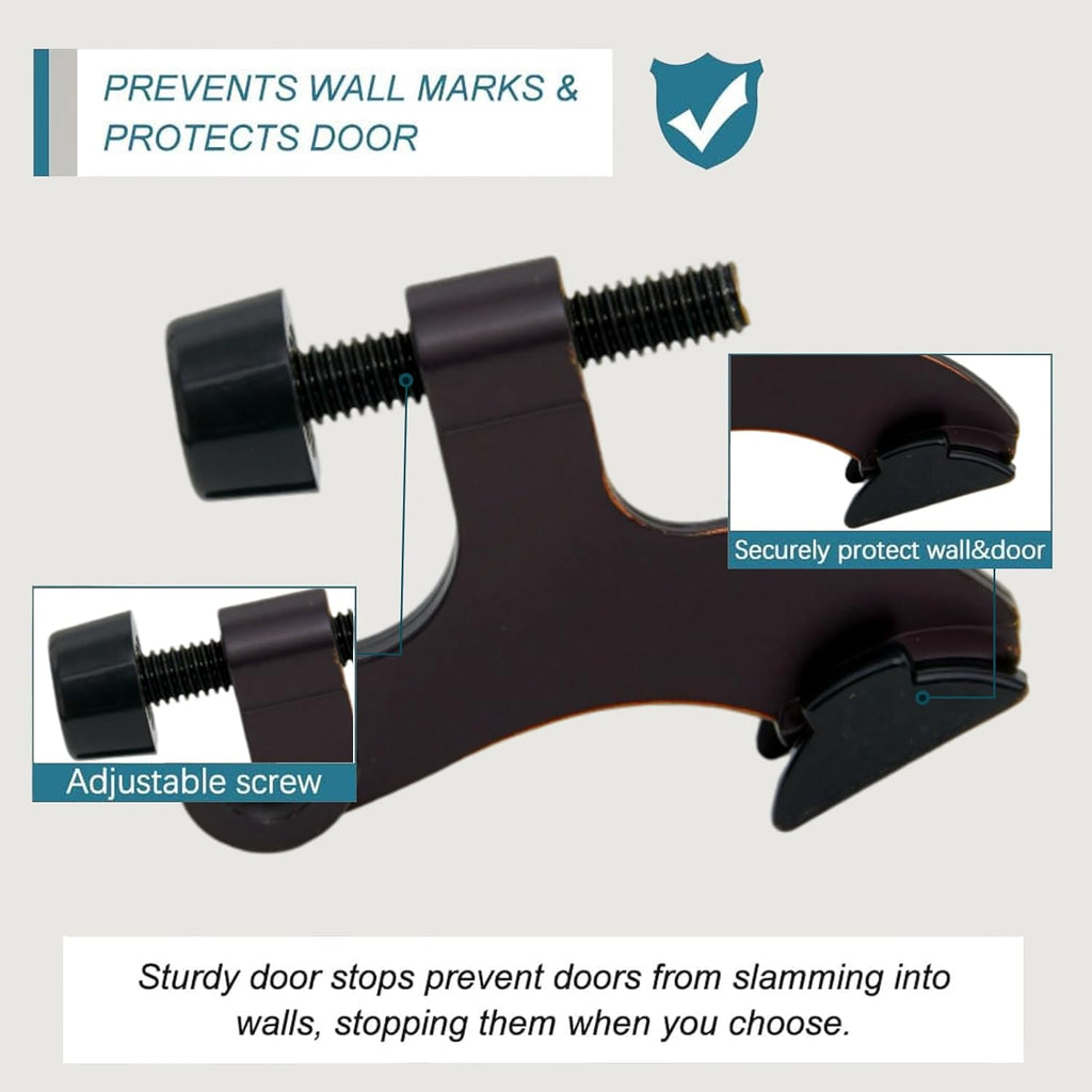 6 Pack Hinge Pin Oil Rubbed Bronze Door Stopper, Adjustable Heavy Duty Hinge Pin Door Stop with Oil Rubbed Bronze Rubber Bumper Tips