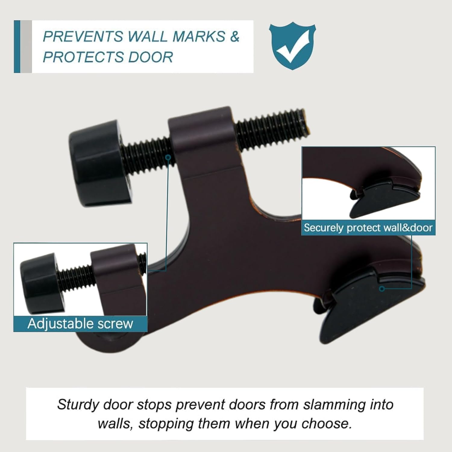 8 Pack Hinge Pin Oil Rubbed Bronze Door Stopper, Adjustable Heavy Duty Hinge Pin Door Stop with Oil Rubbed Bronze Rubber Bumper Tips