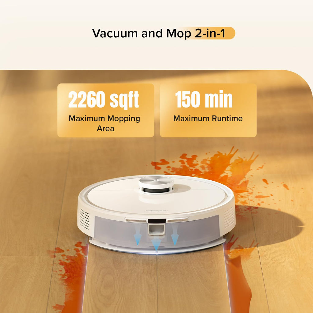 roborock Q7 M5 Robot Vacuum and Mop Combo, 10,000Pa HyperForce Suction, Robotic Vacuum Cleaner, Dual Anti-Tangle System, APP-Controlled Mopping, LiDAR Navigation, for Pet Hair and Carpet, White