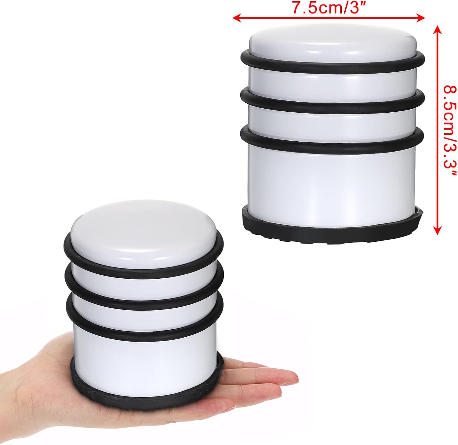 Sumnacon Heavy Duty Floor Door Stopper No Drill - Durability Stainless Steel Door Stop with Anti-Skid Rubber - Contemporary Safety Doorstop for Home Office Commercial Industrial,White