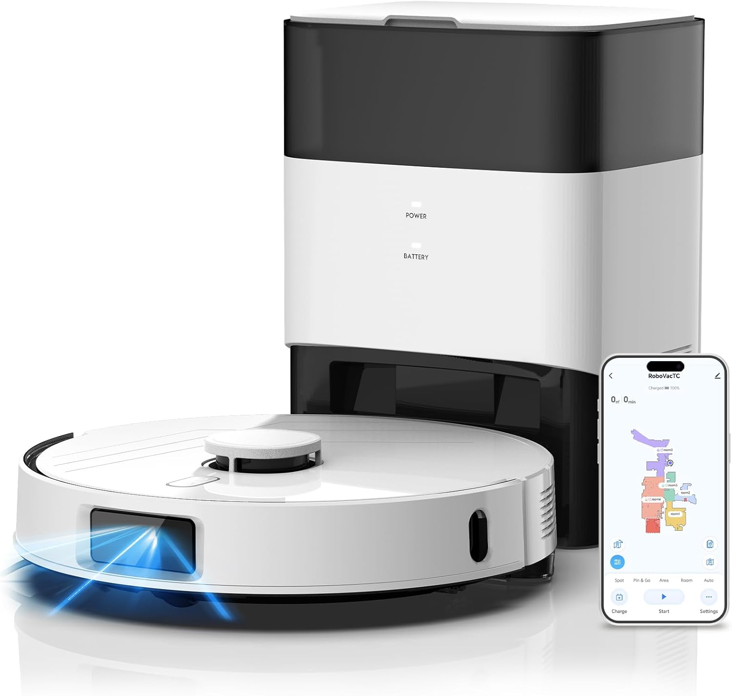 AIRROBO T30+ Robot Vacuum and Mop, Self-Emptying, 6000PA Suction, Proactive Intelligence Avoidance, APP ＆ Voice Control, LiDAR Navigation, Perfect for Pet Hair, Hard Floor,Carpet