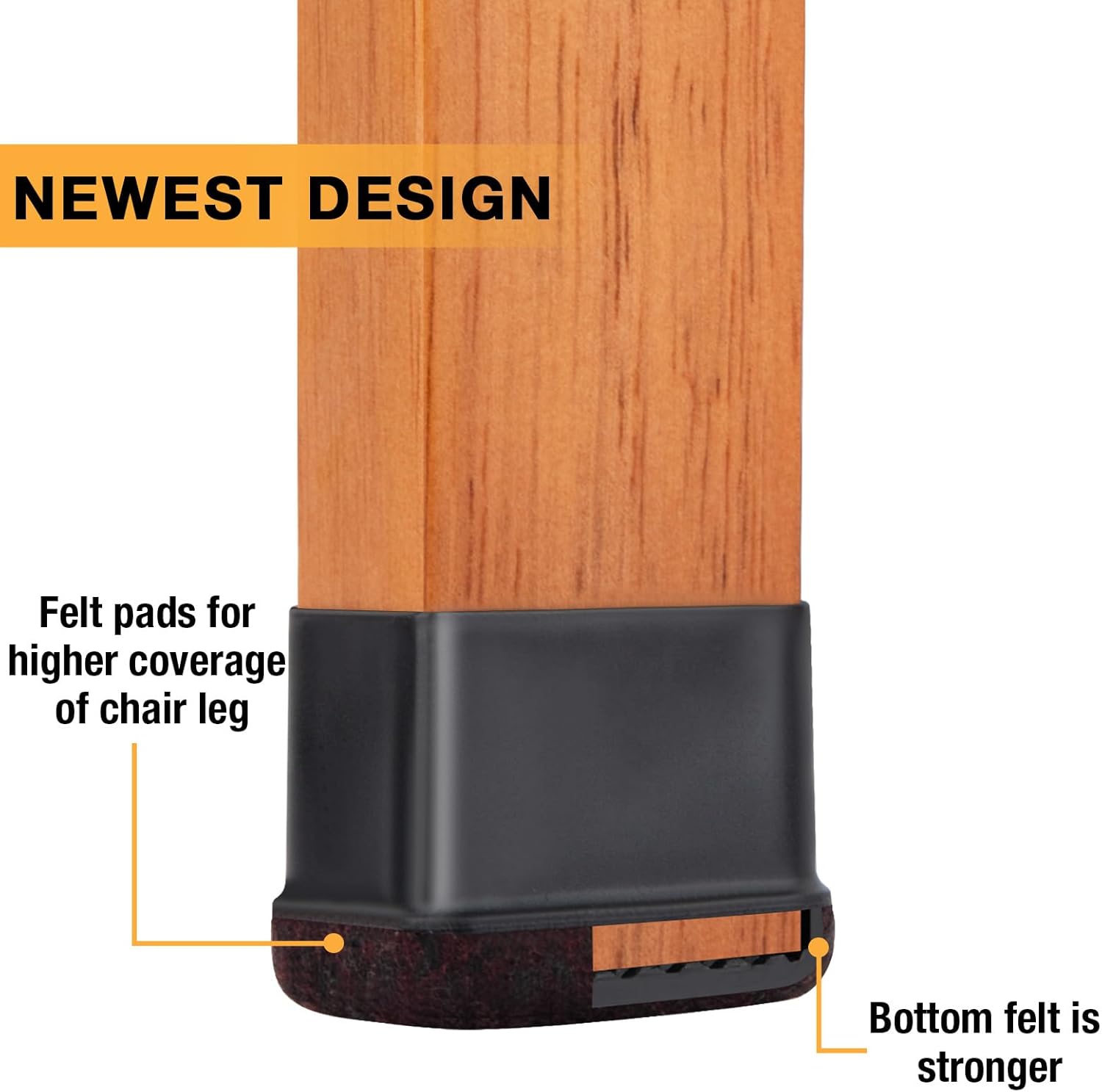 16 Pcs Rectangle Chair Leg Floor Protectors, Silicone Chair Leg Protectors for Hardwood Floors, High Elastic Chair Leg Cover for Chair Table Desk, Protect Wooden Floors from Scratching, Won't Tear