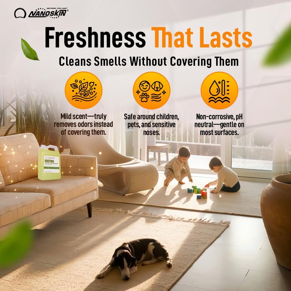 Nanoskin ENZYME Multi-Purpose Cleaner & Odor Eliminator 16 Oz. - Removes Complex Organic Stains, Dirt, Grease, and Grime from Multi Surfaces | For Automotive, Floor, Kitchen, Bathroom, Plumbing