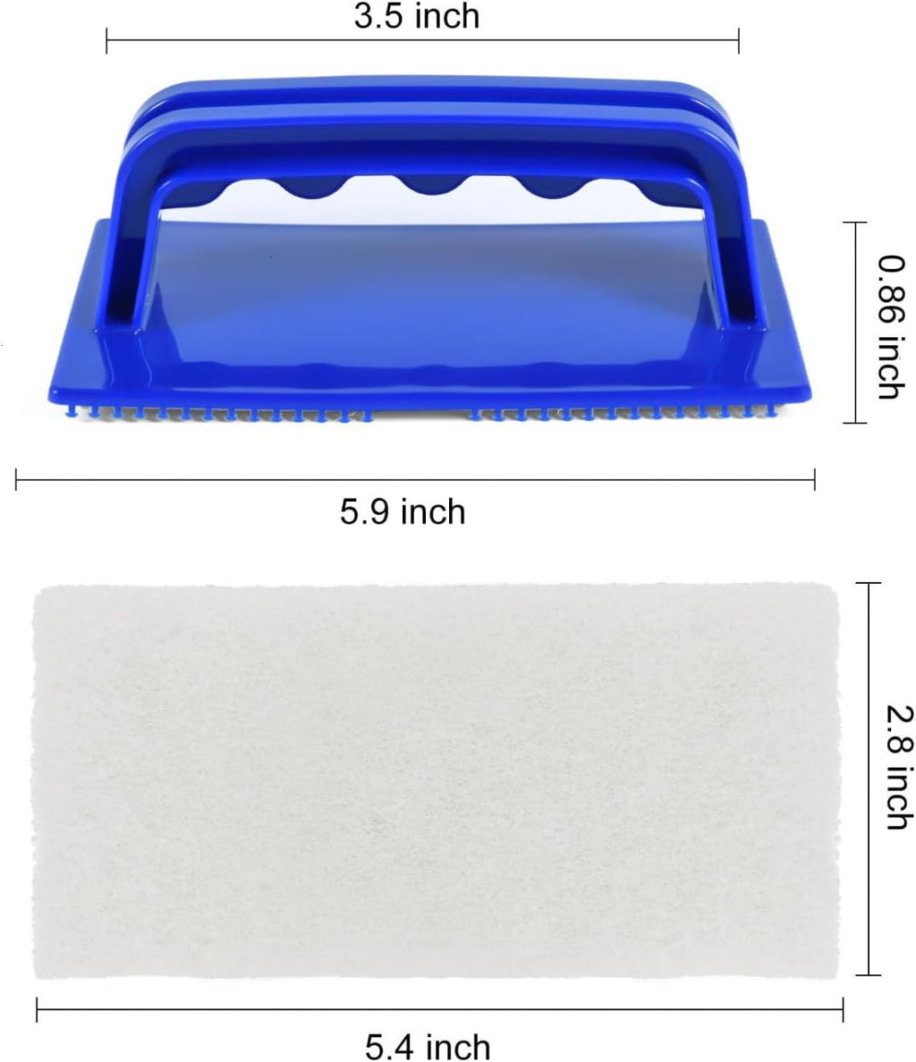 YoleShy Shower Scrubber Non-Scratch Bathtub Scrubber Heavy Duty Scrub Pad with Handle for Bathroom Tile Bathtubs Shower Tile Sink Pool Tile Spas (Blue)