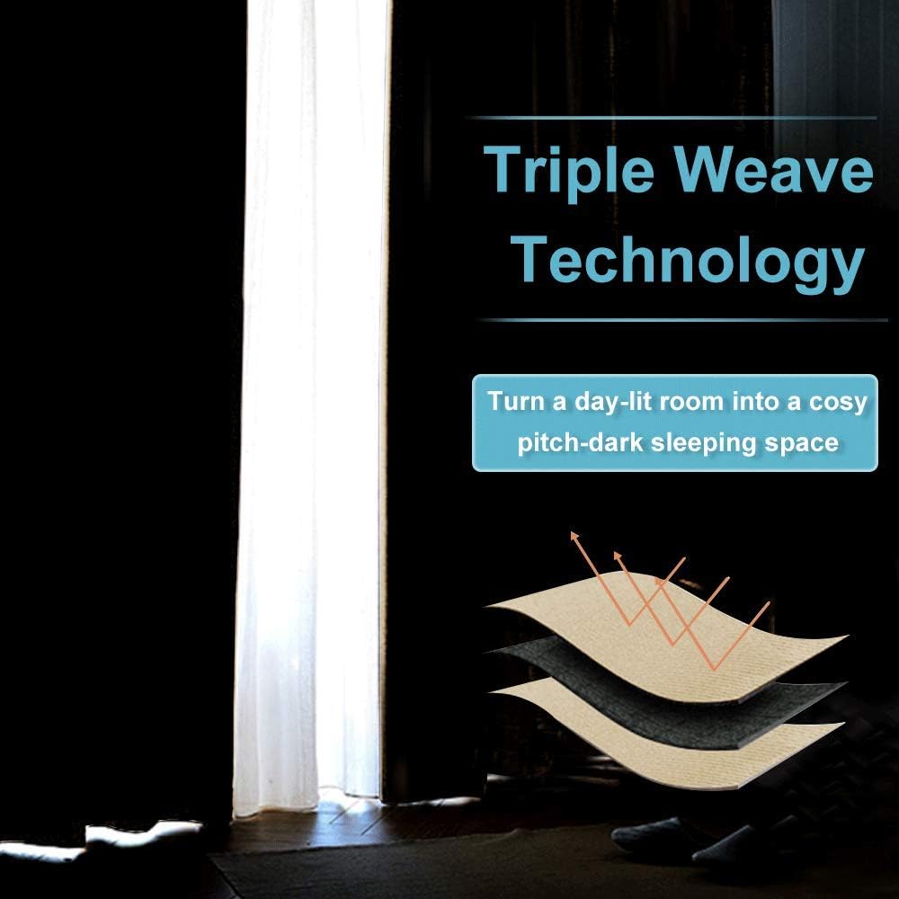 RYB HOME Curtains for Bedroom 63 inches Long, Blackout Thermal Insulating Window Treatment Drapes for Living Room Bathroom Basement Laundry Classroom, W 34 x L 63, Biscotti Beige, 2 Panels