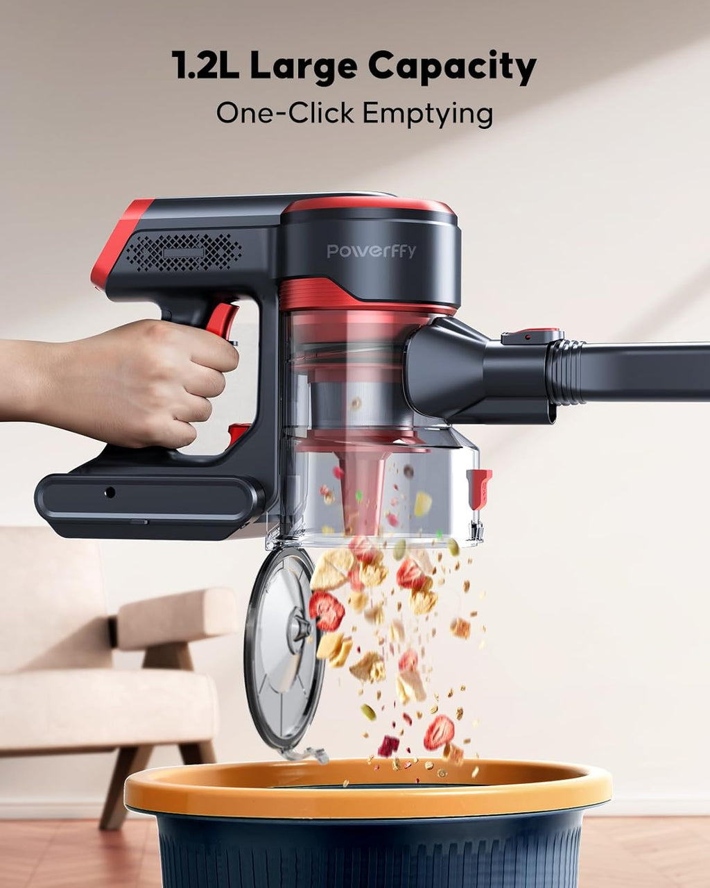 Cordless Vacuum Cleaner, Stick Cordless Vacuum with LED Touch Screen, Anti-Tangle Vacuum Cleaner with Charging Station for Carpet Hard Floor Pet Hair