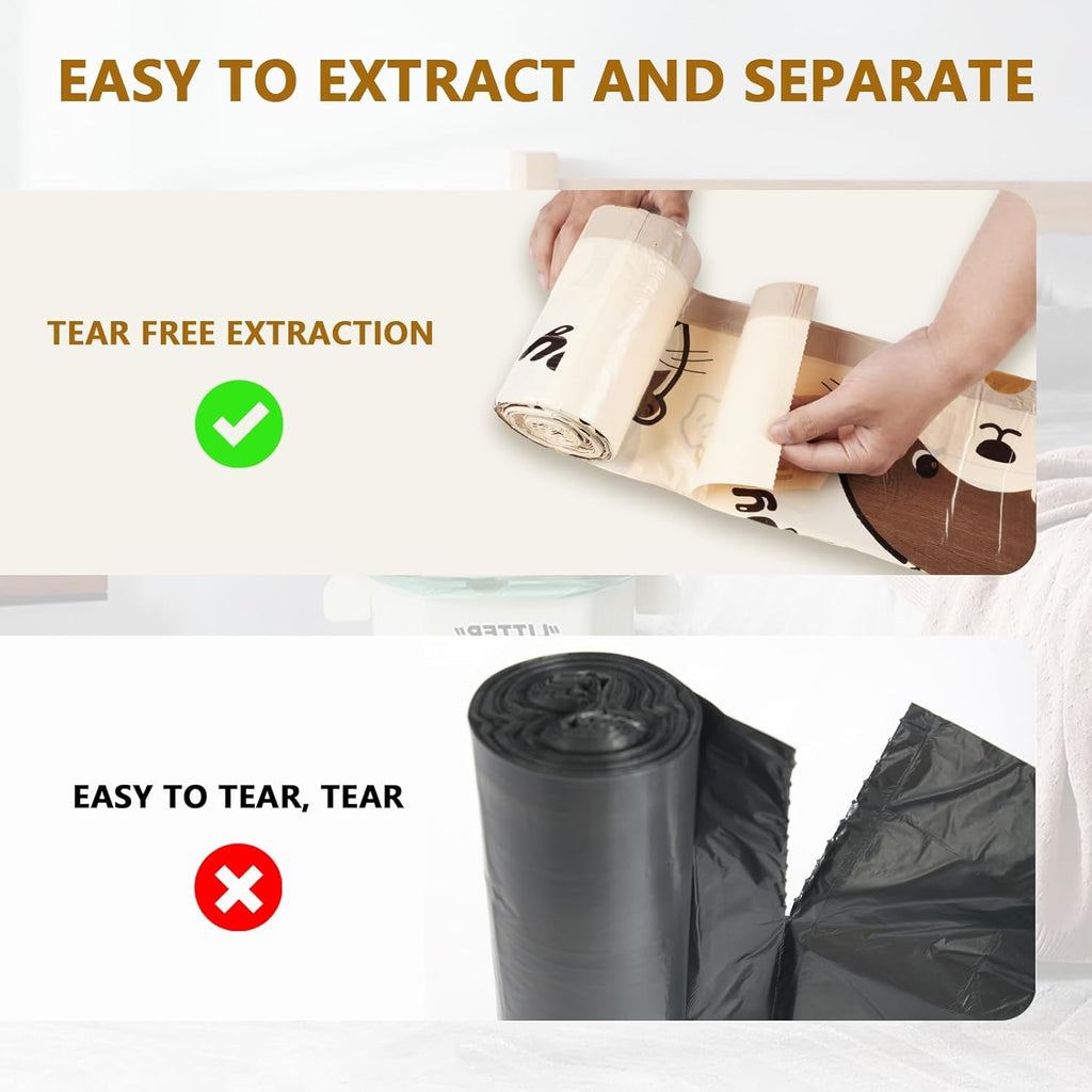 VOK 4 Gallon Trash Bags with Otters Printed, Drawstring Small Garbage Bags, Tear-Resistant & Odor-Control Bathroom/Kitchen Trash Can Liners, Bathroom Trash Bags with Secure Tie, 110 Counts