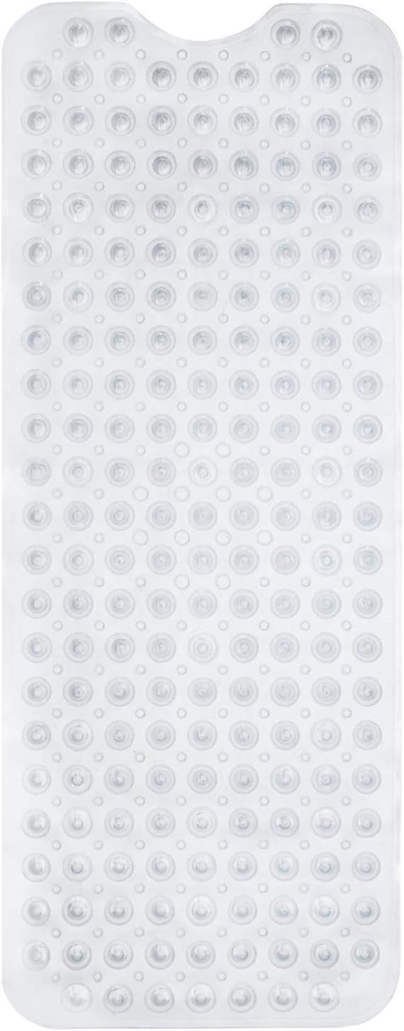 ENKOSI Bath Mat – 40 x 16 Inch Extra Long Non Slip Bathtub Mat – Anti Slip Clear Shower Mat with Suction Cups and Drain Holes – Bathroom Mat for Bath Tub and Smooth Shower Floors (40x16 Clear)
