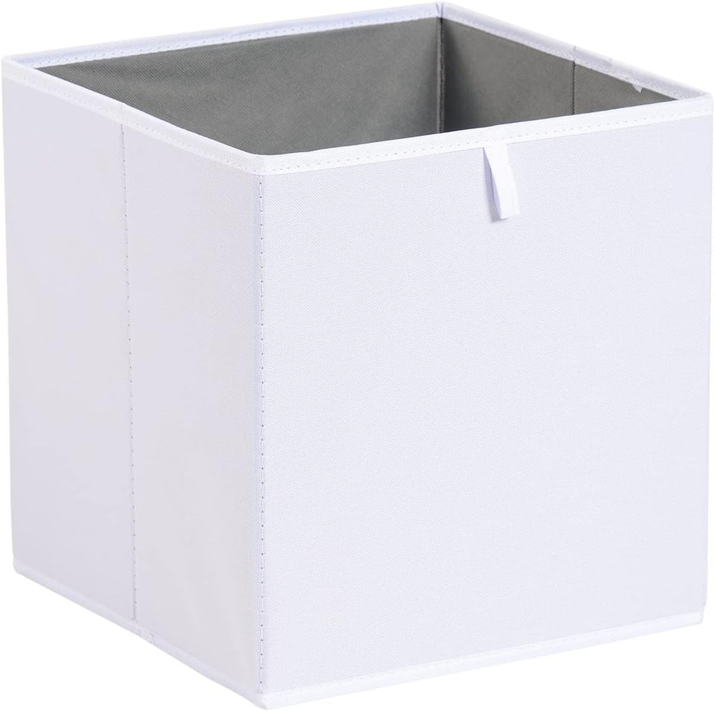 Amazon Basics Cube Organizer Bins, Collapsible Storage Baskets for Shelves, White, Pack of 6, 10.5x10.5x11"