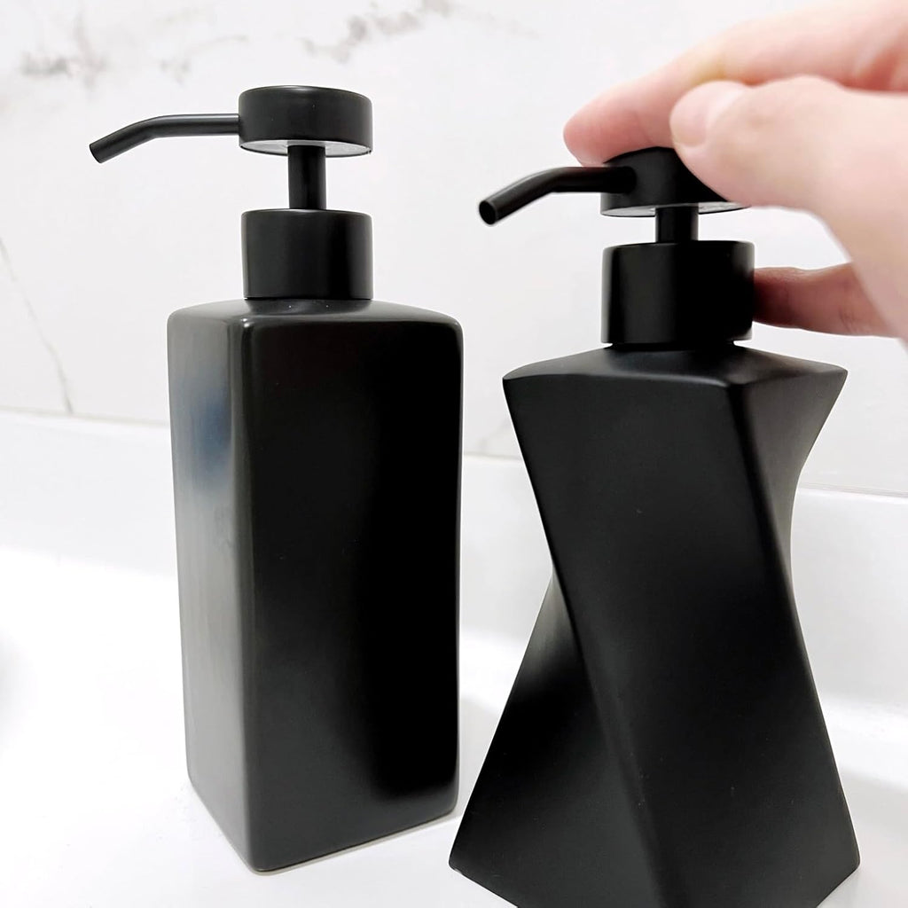 Stainless Steel Soap Dispenser Pump Head Replacement 2 Pack, 28/400 Threads Standard Size, for Bathroom and Kitchen (Matte Black)