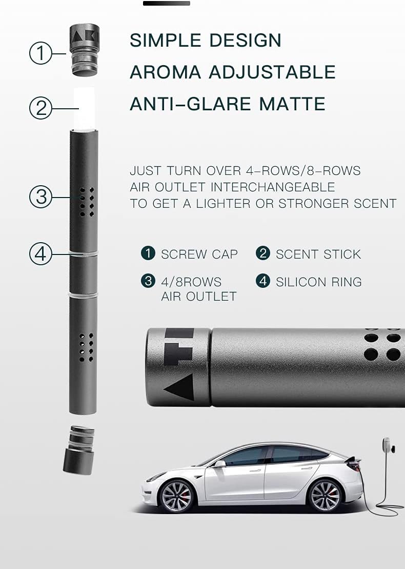 Tesla Model 3 [Not Compatible with Model 3 2024 (Highland)] /Y Air Freshener Invisible Slim Design Four Scents Selection (White Tea Valley Set)