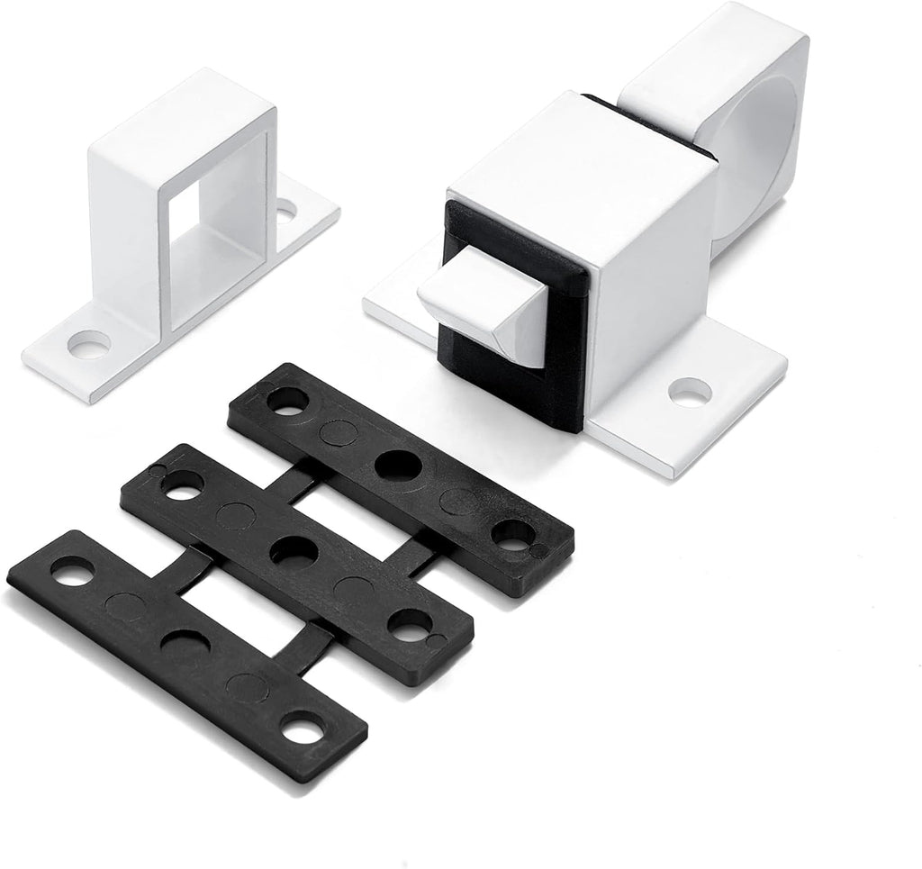 2 Packs Spring Door Lock, White Self-Closing Gate Latch with Aluminum Alloy, Security Latch for Windows, Cabinets & Gates