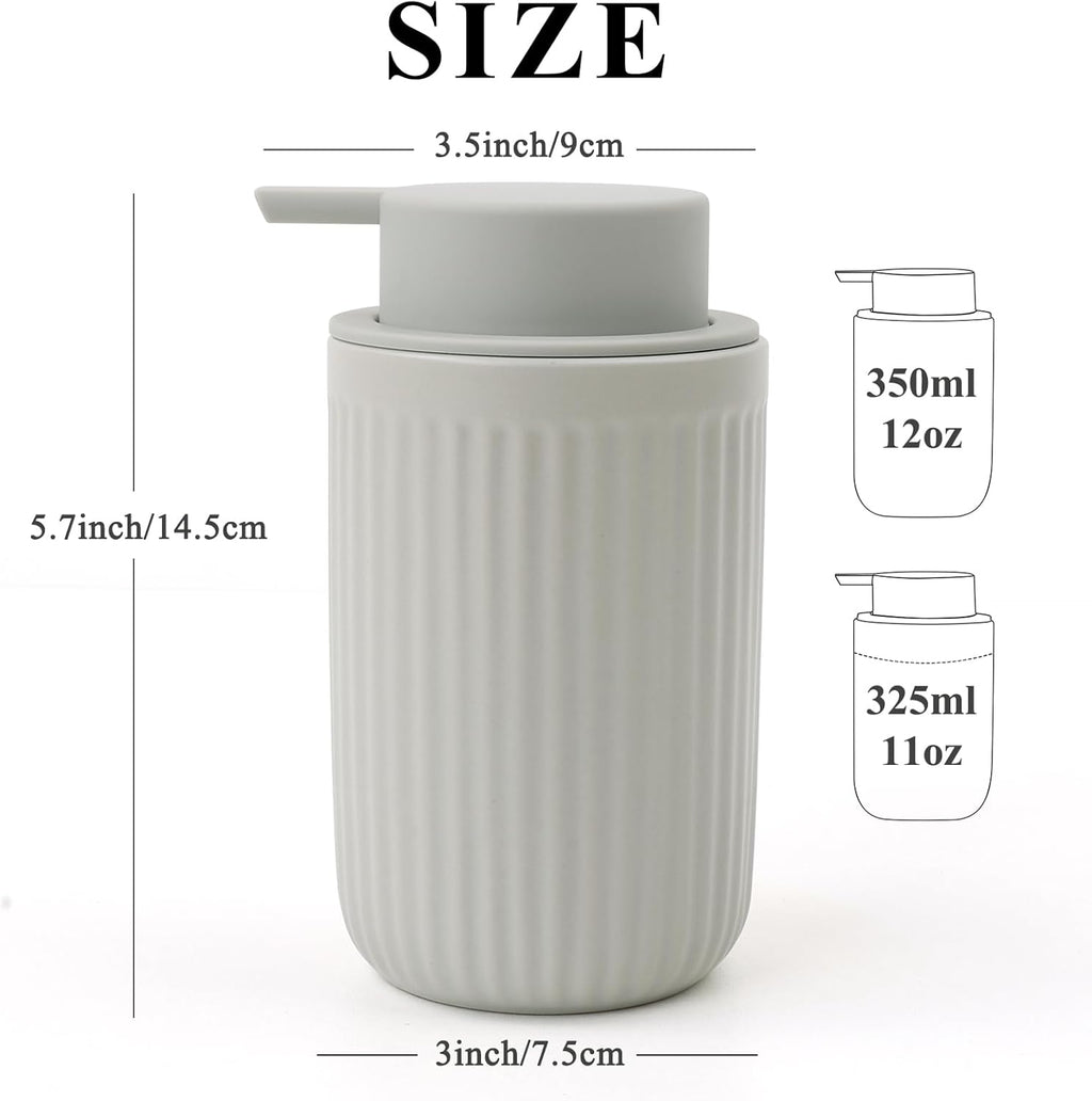 BosilunLife Foam Hand Soap Dispenser - Ceramic Foaming Soap Dispenser for Bathroom 12oz Refillable Liquid Lotion Soap Dispenser with Rust-Proof Foaming Pump for Countertop