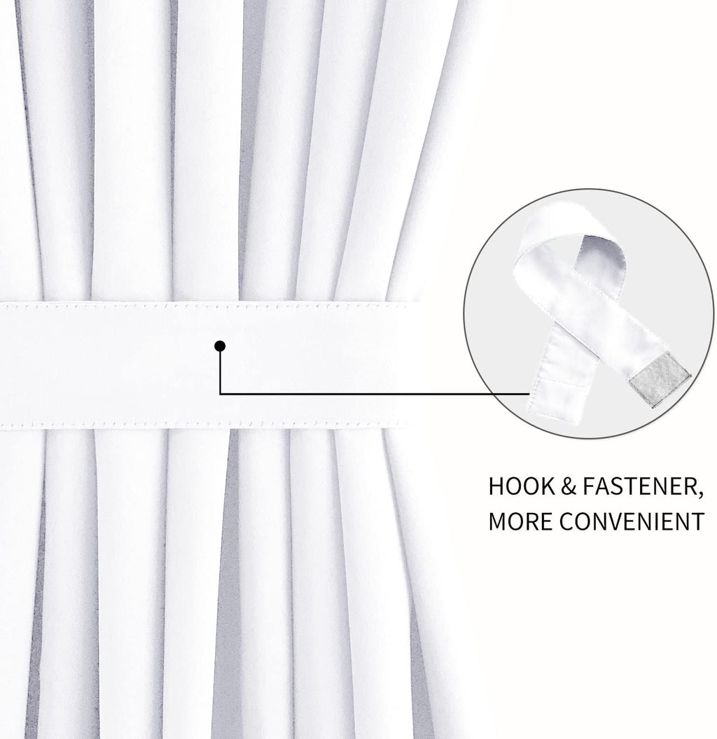 DWCN French Door Curtains – Rod Pocket Thermal Curtain for Doors with Glass Window, Kitchen and Patio Doors for Privacy, 25 X 40 Inches Long, 1 Curtain Panel with Tieback, Pure White