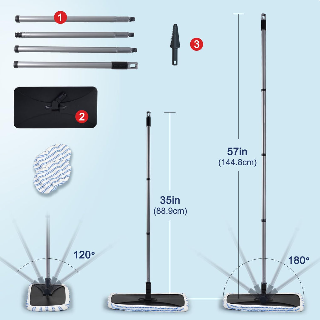 Matthew Microfiber Mop Compatible with Hardwood Floor'N More Microfiber Mop,Reusable&Washable 15x8 Inches,3Pack Microfiber Wet Mop Refills for Wet & Dry Floor Cleaning,Incl.1 Cleaning Scraper