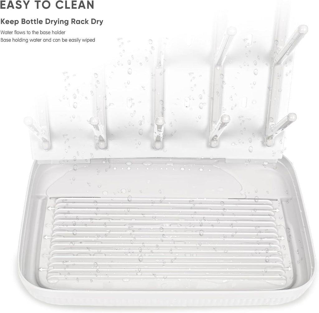 Termichy Baby Bottle Drying Rack: Large Vertical Bottle Dryer Rack Holder - Space Saving Standing Drying Rack for Baby Bottles and Pump Part Cleaning (White)