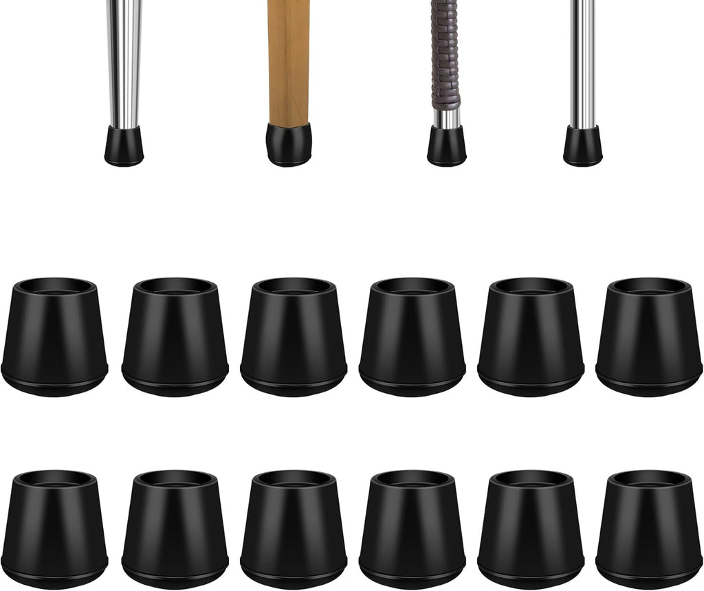 1-1/4” Round Rubber Chair Leg Tips Caps, Chair Leg Floor Protectors Furniture Legs Caps Non Slip Reduce Noise for Hardwood Floors (Black, 8 Pack)