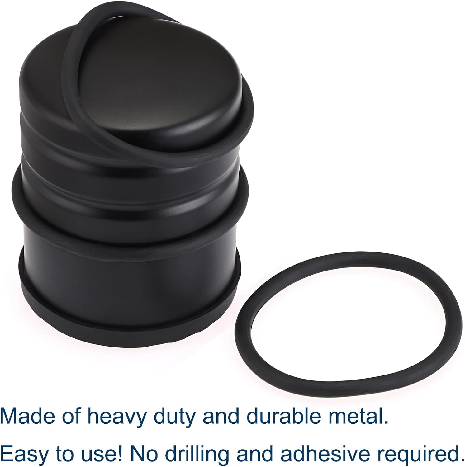 Sumnacon Heavy Duty Floor Door Stopper No Drill - Durability Stainless Steel Door Stop with Anti-Skid Rubber - Contemporary Safety Doorstop for Home Office Commercial Industrial, Black