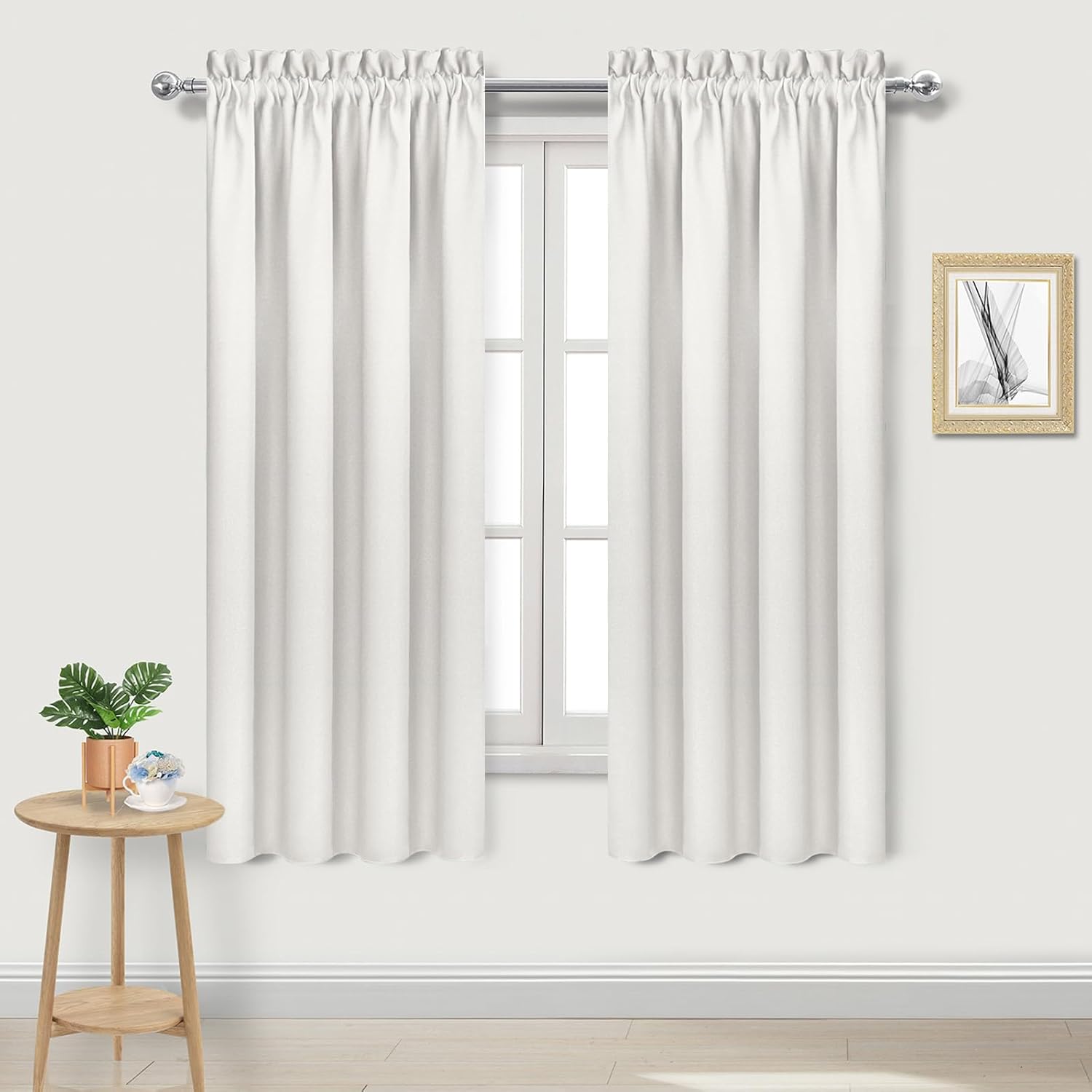 DWCN Blackout Curtains Thermal Insulated, Energy Saving & Noise Reducing Bedroom and Living Room Curtains, Ivory, W 42x L 72 Inch, Set of 2 Rod Pocket Curtain Panels