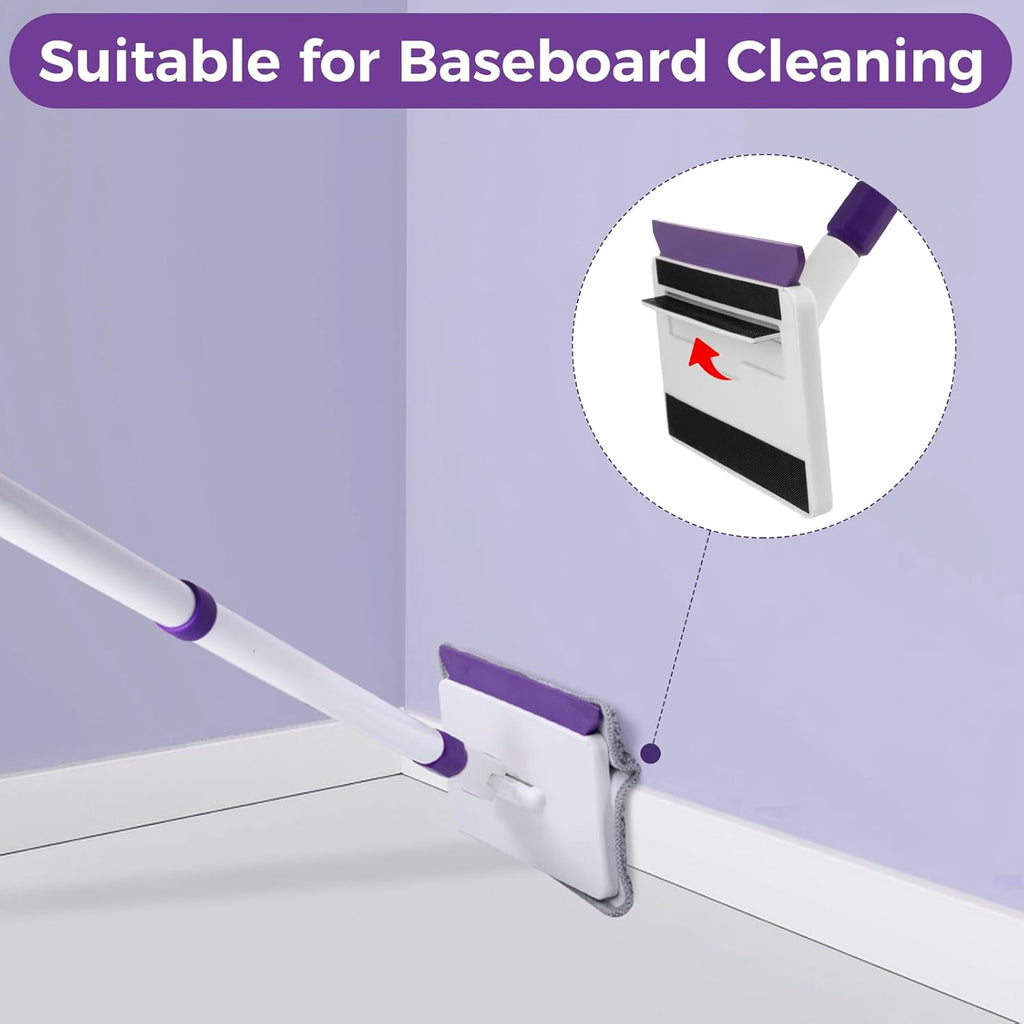 4 Mop Pads Refill for wlich Baseboard Cleaner(2 Chenille Pads+2 Microfiber Pads),Baseboard Cleaner Pad Refills for Ceiling, Wall, Floor and Baseboard Cleaning