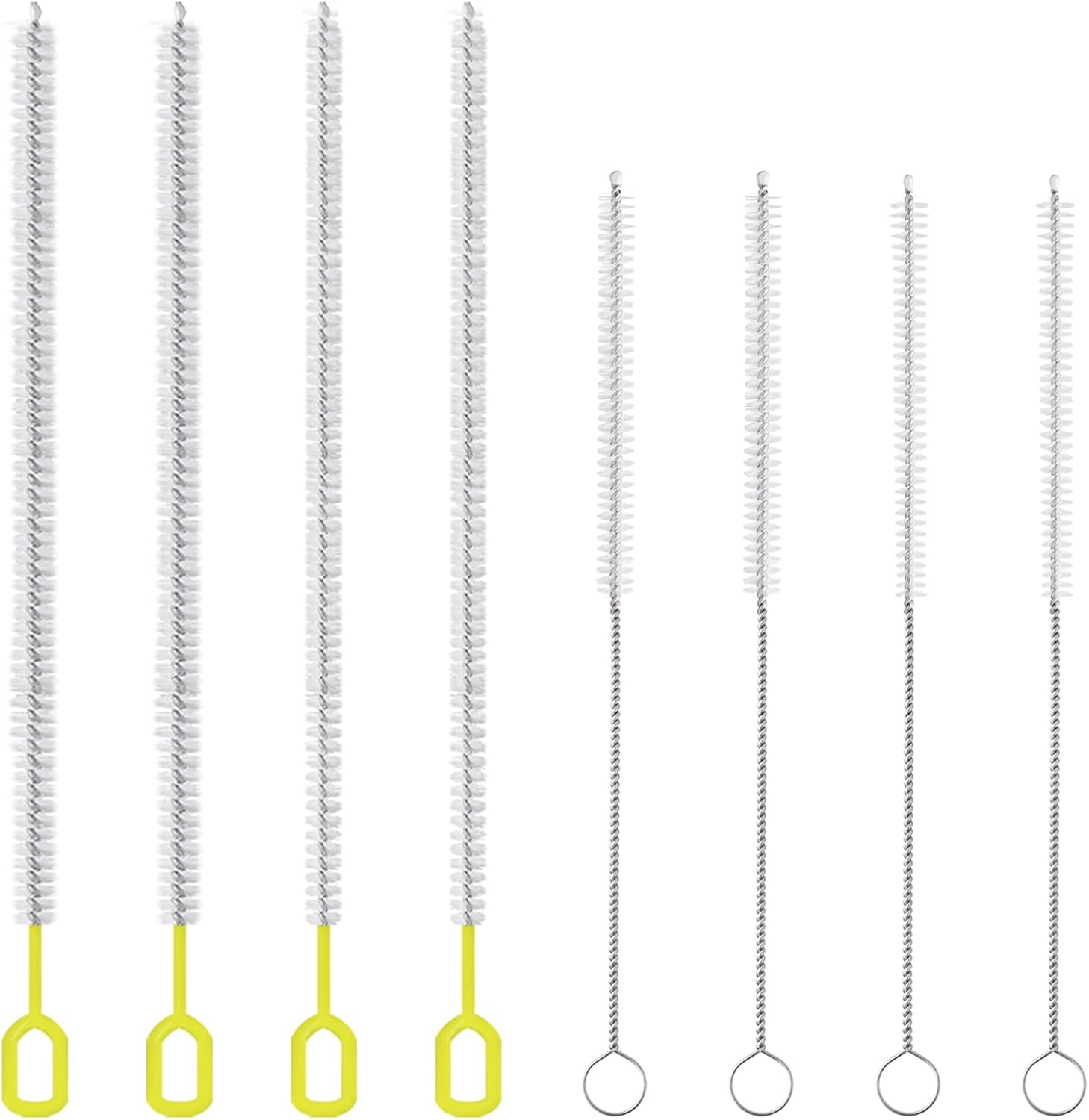 8-Piece Straw Cleaner Brush Set for Cleaning Straws - (4-Size) Extra Long Nylon Pipe Cleaners, Reusable Straw Cleaning Brush for Stanley Tumbler, Sippy Cup, Baby Bottle and Tubes (Type A)