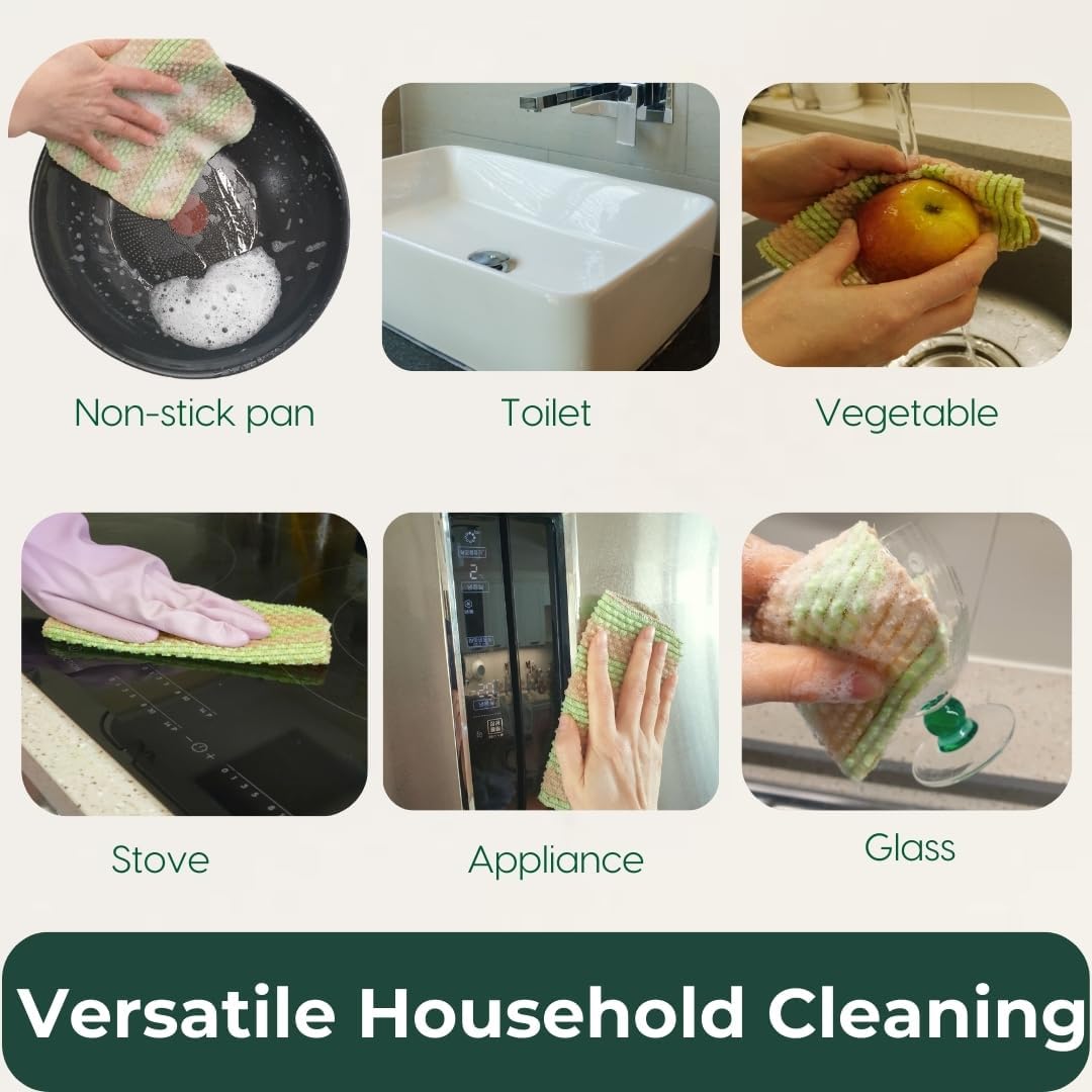 mibboom's Dish Scrubbers – Non-Scratch, Reusable Kitchen Sponges for All-Purpose Cleaning, Made in Korea, 4 Pack (7.6 x 7.4 in)