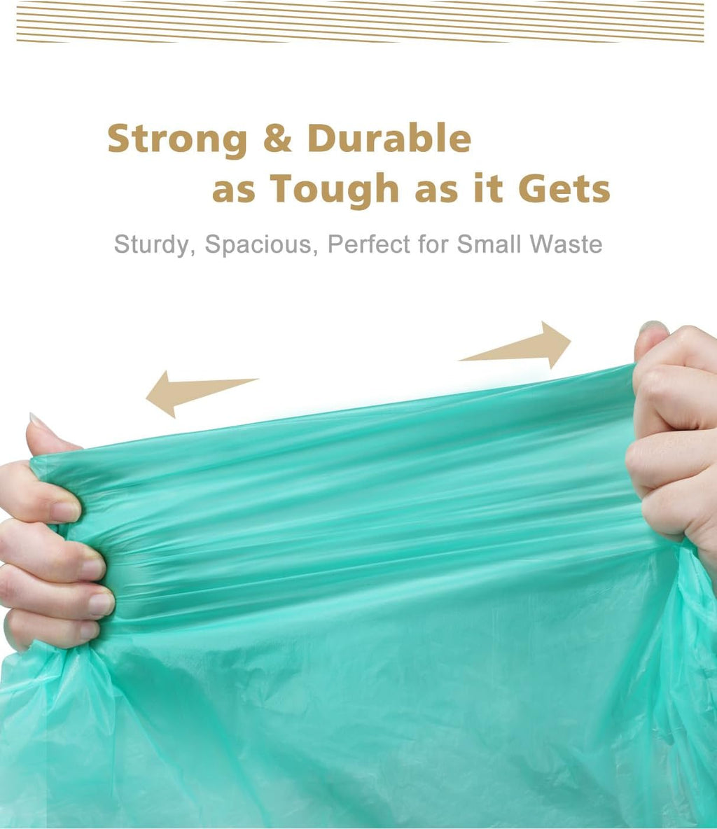 AYOTEE Compostable Trash Bags 4 Gallon Drawstring Trash Bags,100 Counts Ultra Strong Unscented Garbage Bag Small TrashBags Waste Basket Liners for Bathroom, Kitchen, Car, Pet