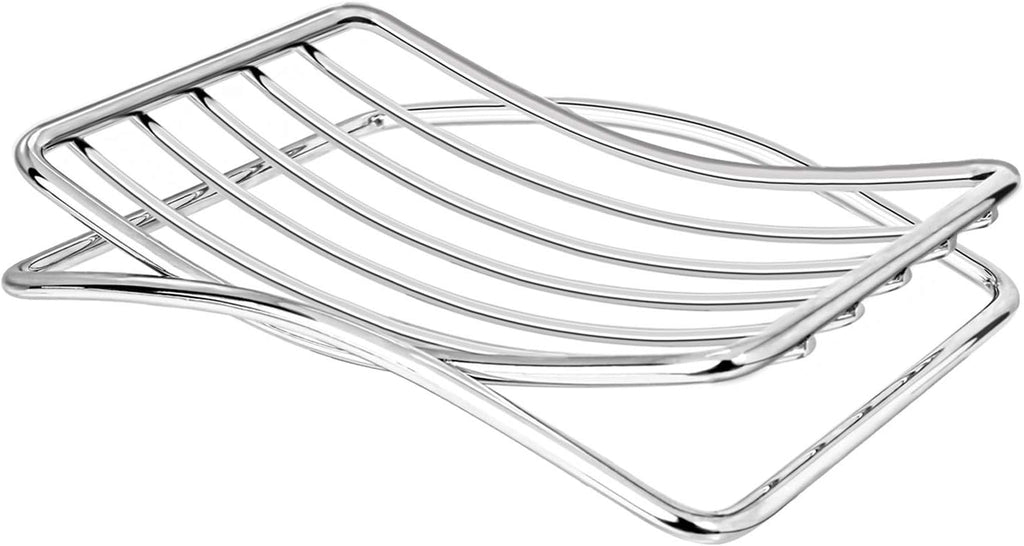 Soap Dish Stainless Steel Bar Soap Holder for Shower Bathroom, Self-draining Soap Dishes Sponge Holder for Kitchen Sink, Easy Cleaning Quick Dry(Soap Saver Not Included)