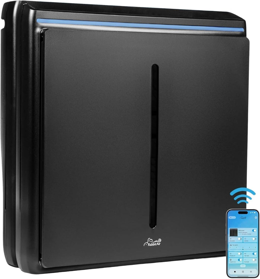 Rabbit Air, A3 SPA-1000N Air Purifiers for Home, Ultra Quiet HEPA Air Purifier - Wall Mountable Air Purifiers for Home Large Room, Allergies, Dust, Mold, Smoke & VOCs - (Black, Pet Allergy Filter)