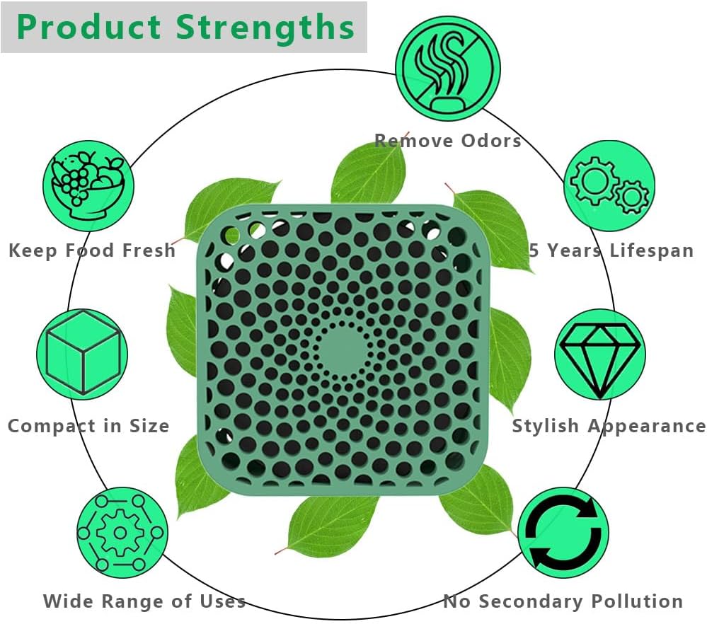 Super Refrigerator Deodorizer, Work for 10 Years Fridge Deodorizer Odor Eliminator, 24 Hours Remove Fridge Odor, More Effective Than Baking Soda and Activated Carbon Air Purification Bags(2PCS).